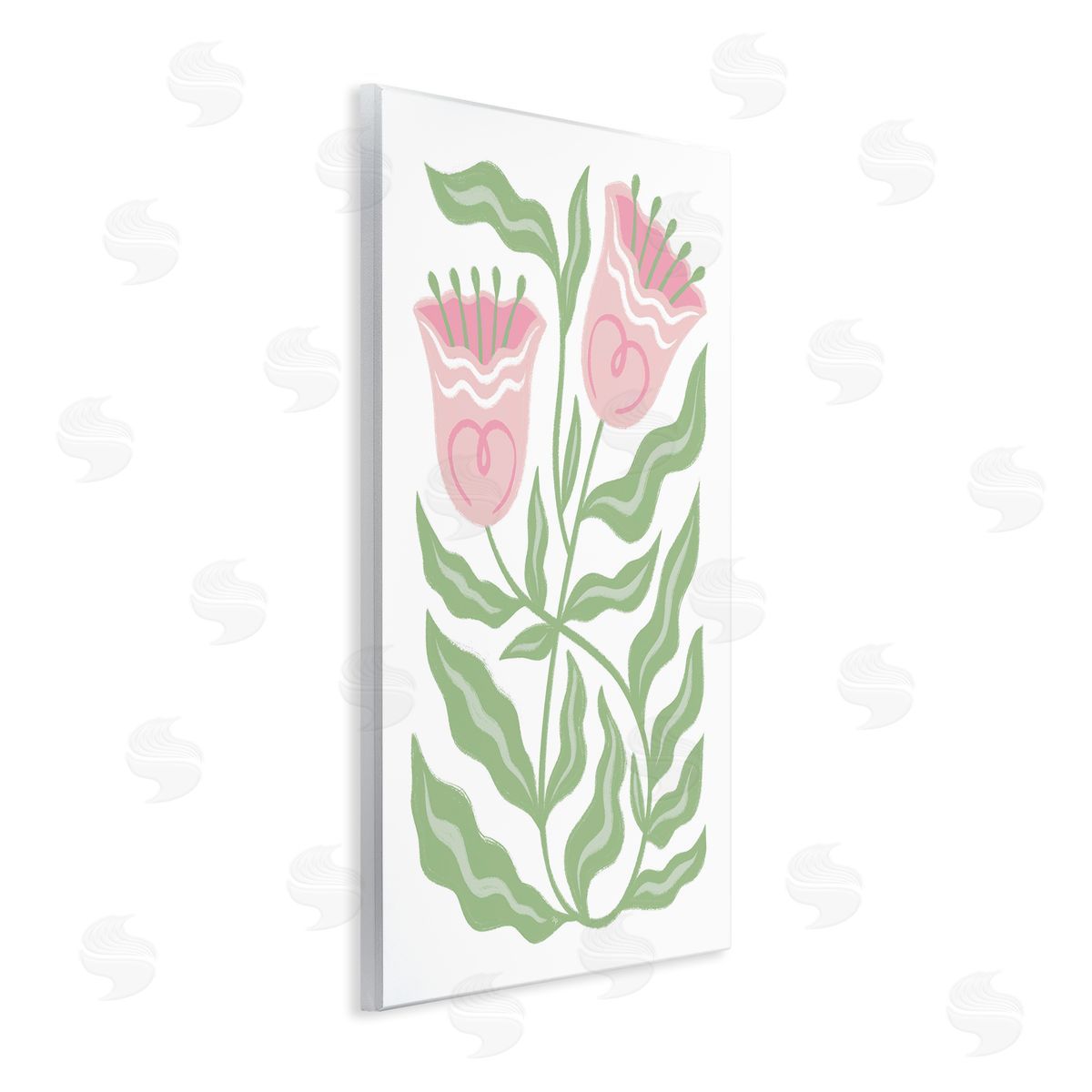 Pink Tulip Twin Blossoms Wood Plaque Wall Art, Home Decor by Martina Pavlova