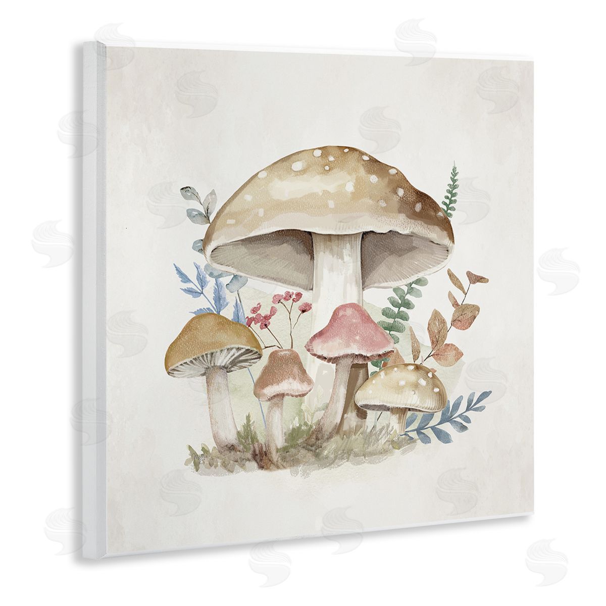 Neutral Cottage Mushrooms Wood Plaque Wall Art, Home Decor by Mollie B.