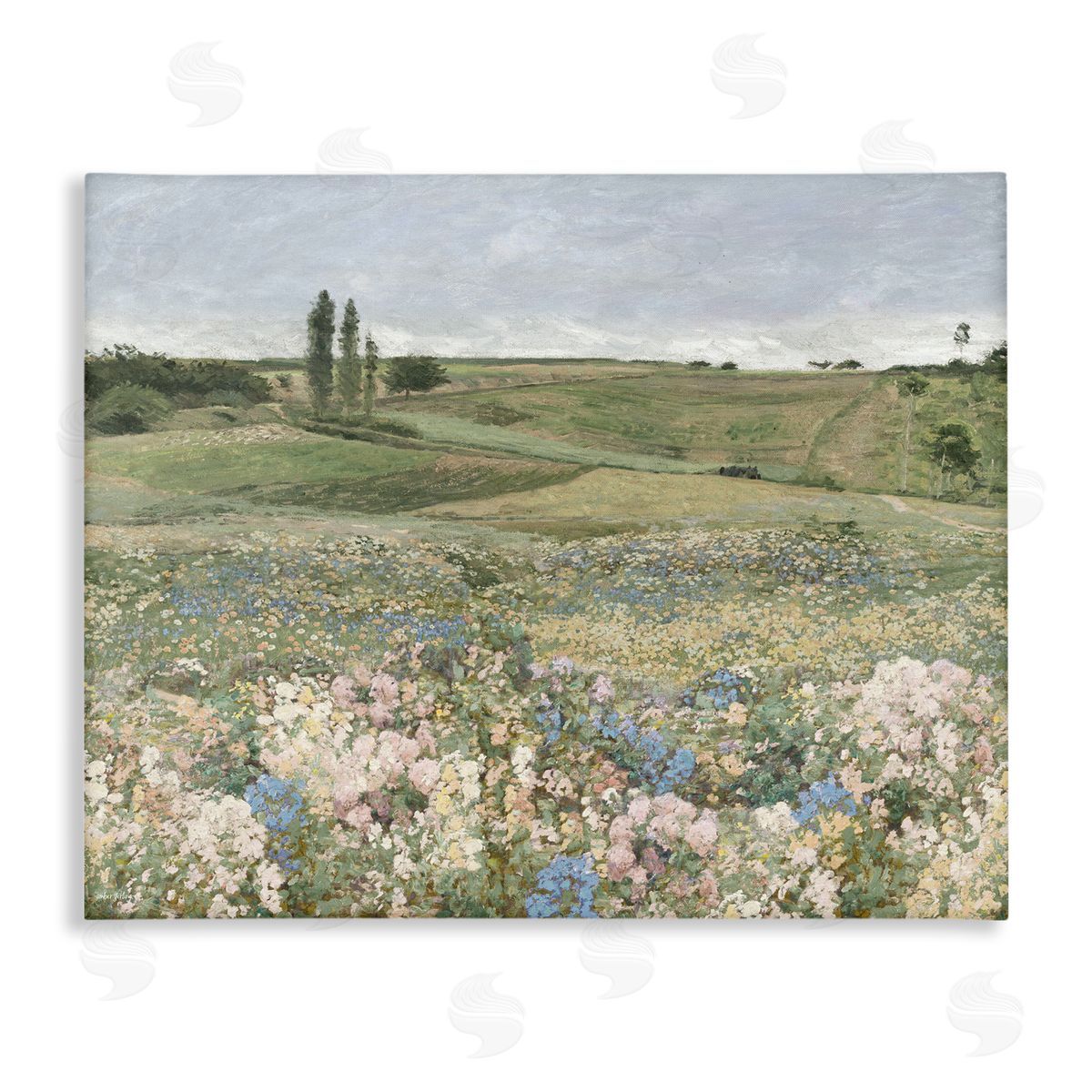 Charming Pastoral Meadow View Canvas Wall Art, Home Decor by Amber Sterling