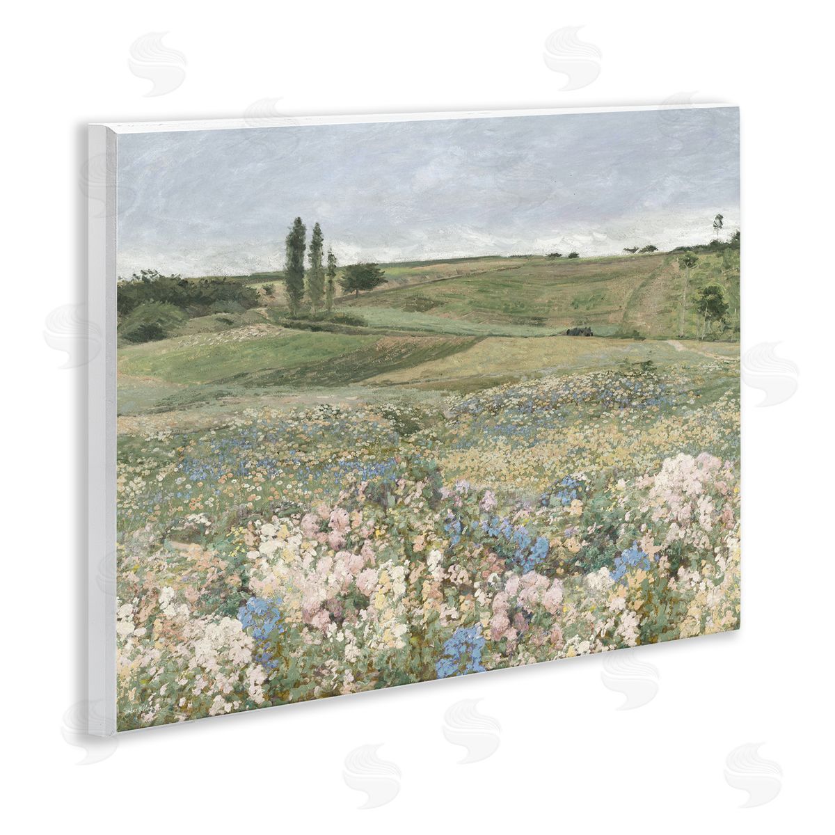 Charming Pastoral Meadow View Wood Plaque Wall Art, Home Decor by Amber Sterling