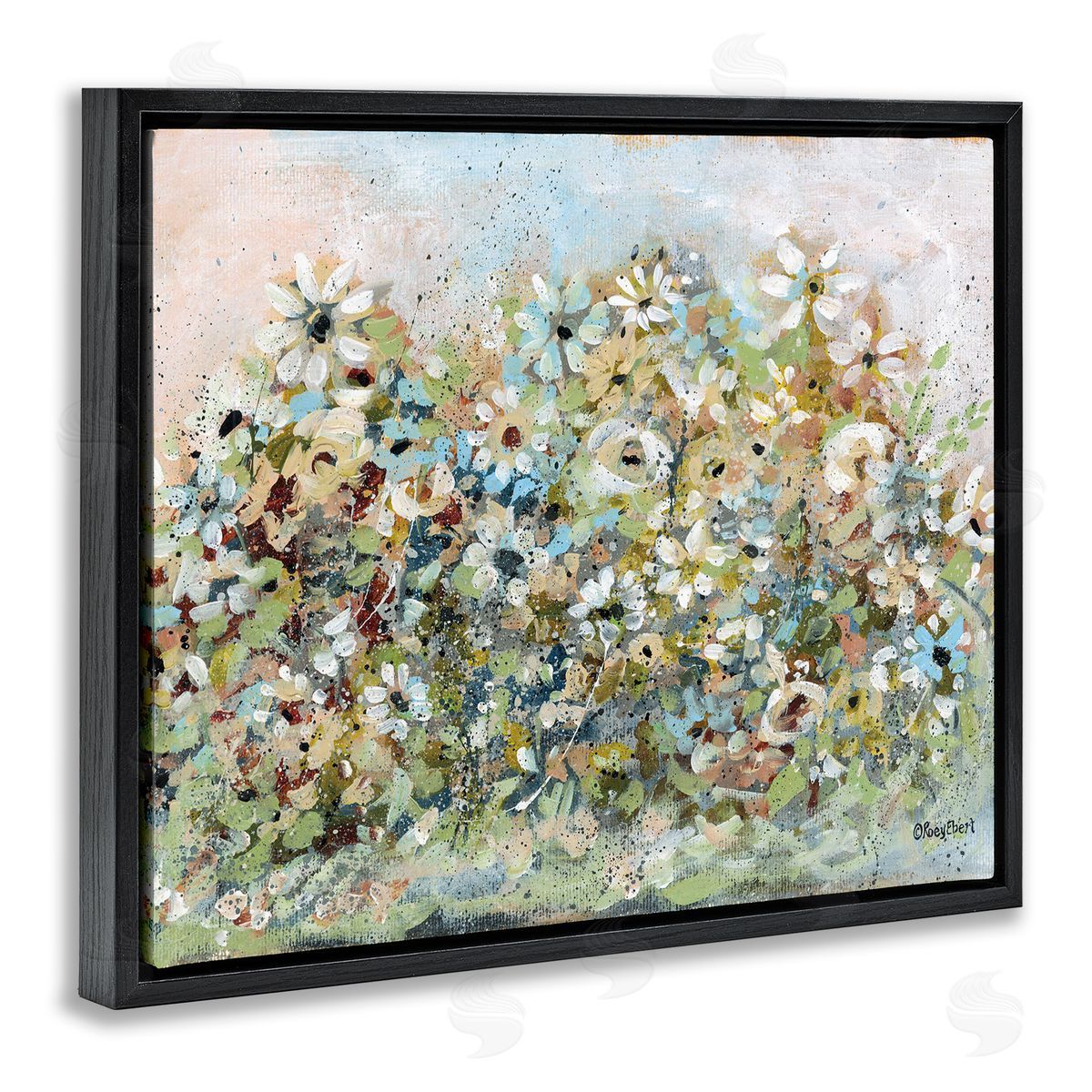 Bold Garden Blooms Black Floating Frame Canvas Wall Art, Home Decor by Roy Ebert