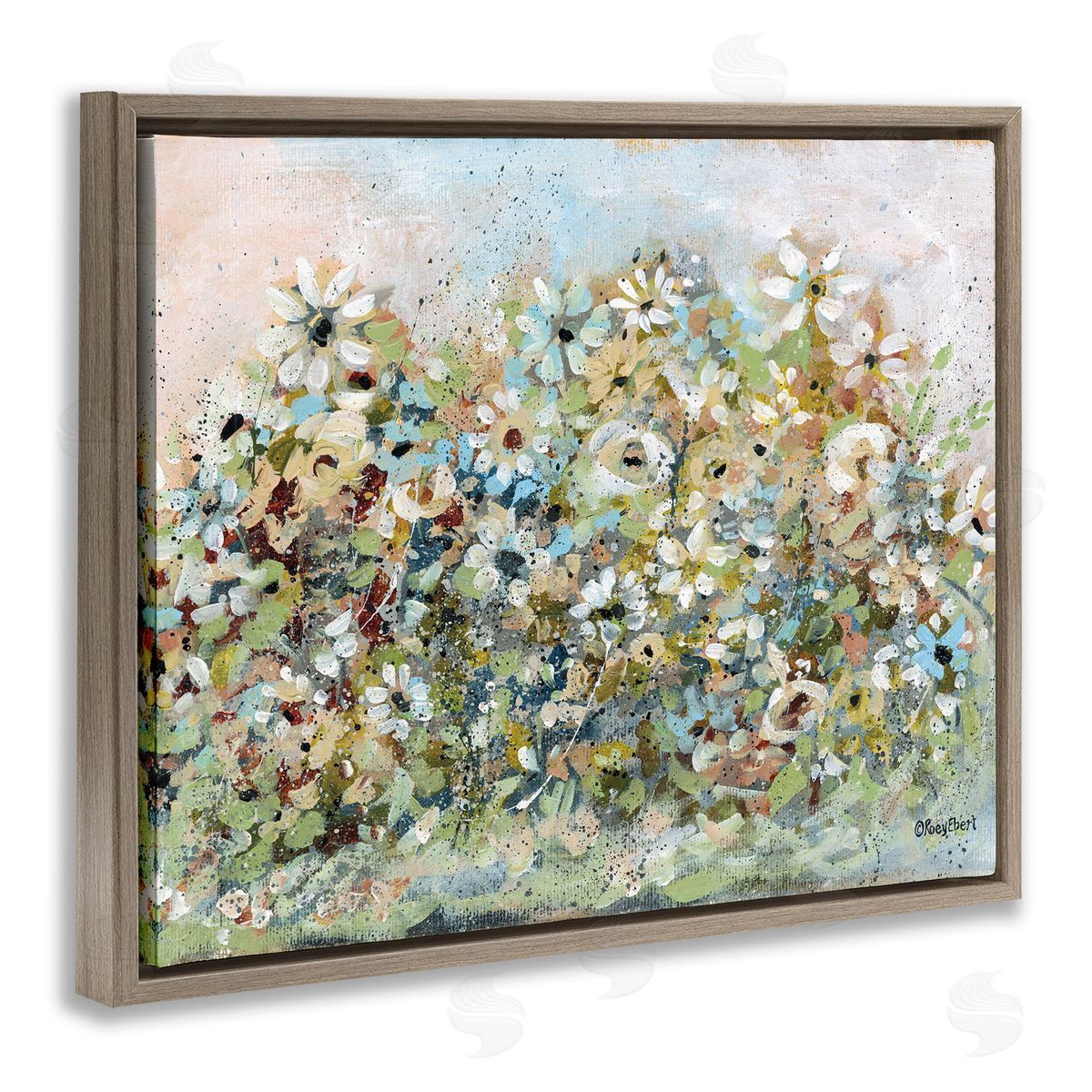 Bold Garden Blooms Brown Floating Frame Canvas Wall Art, Home Decor by Roy Ebert
