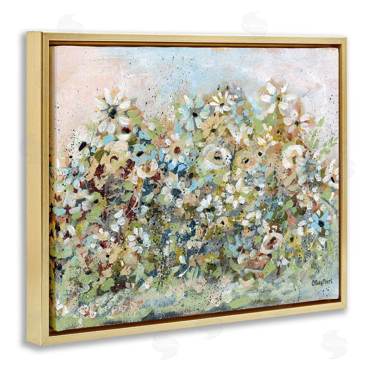 Bold Garden Blooms Gold Floating Frame Canvas Wall Art, Home Decor by Roy Ebert