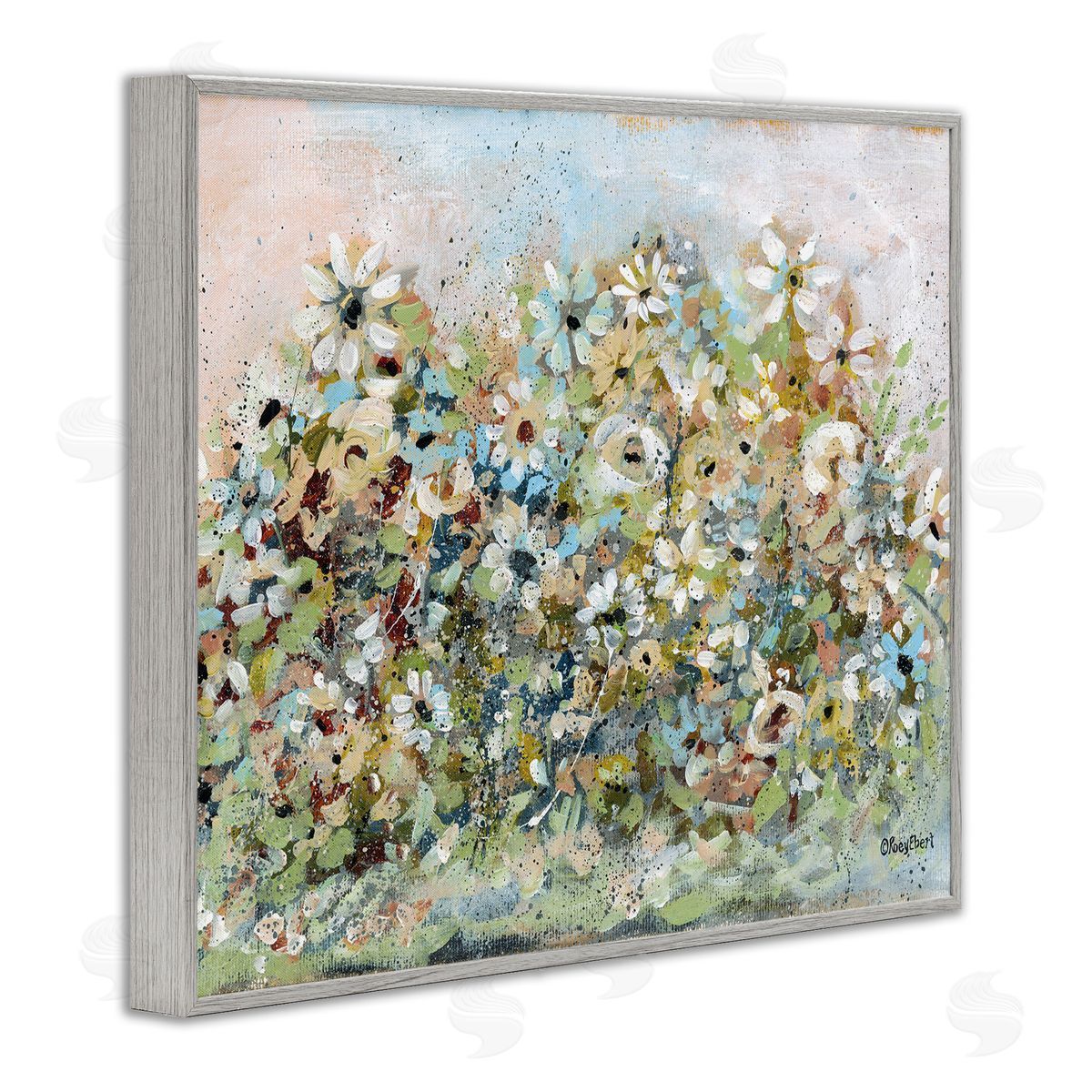 Bold Garden Blooms Grey Frame Print Wall Art, Home Decor by Roy Ebert