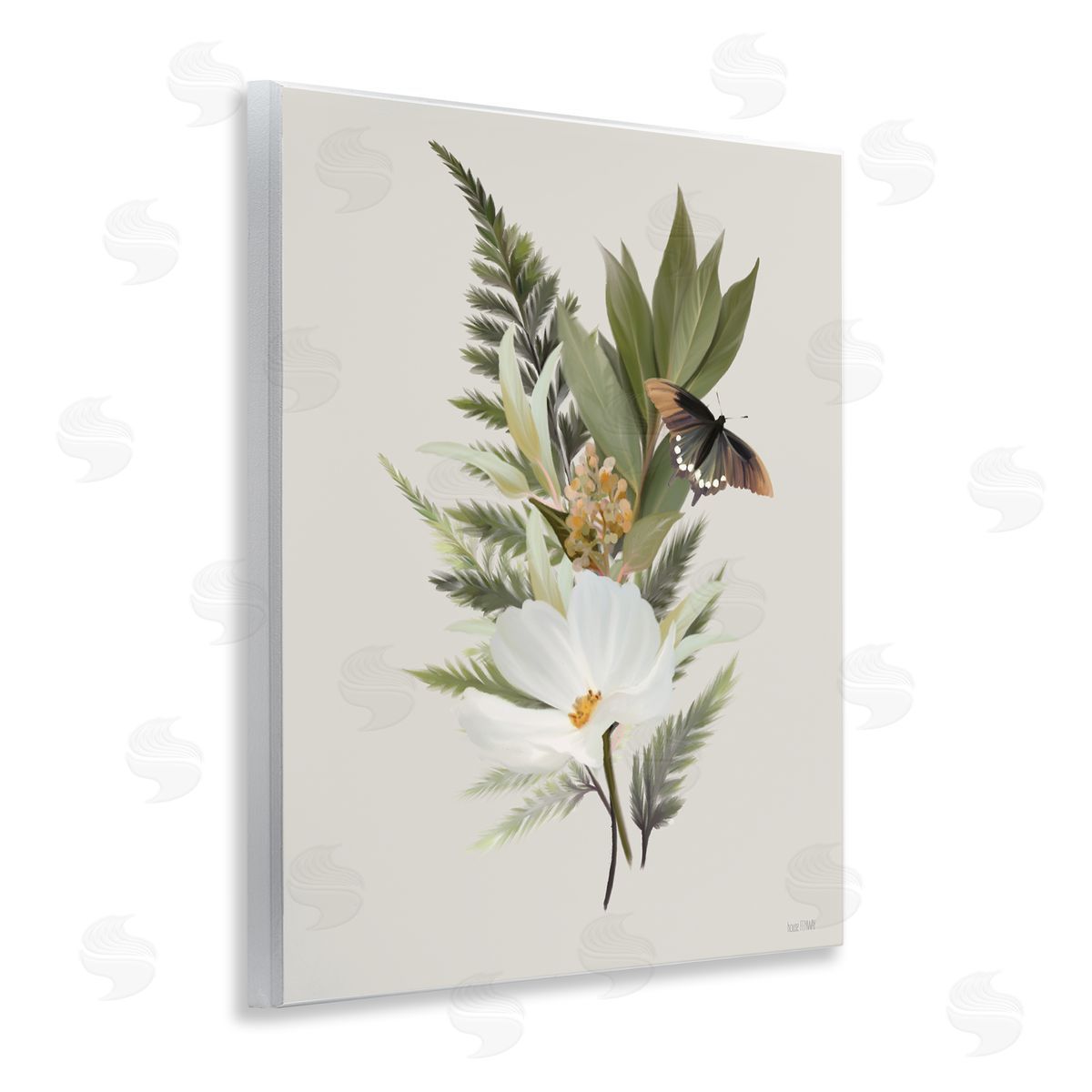 Flower Sprigs & Butterfly Wood Plaque Wall Art, Home Decor by House Fenway