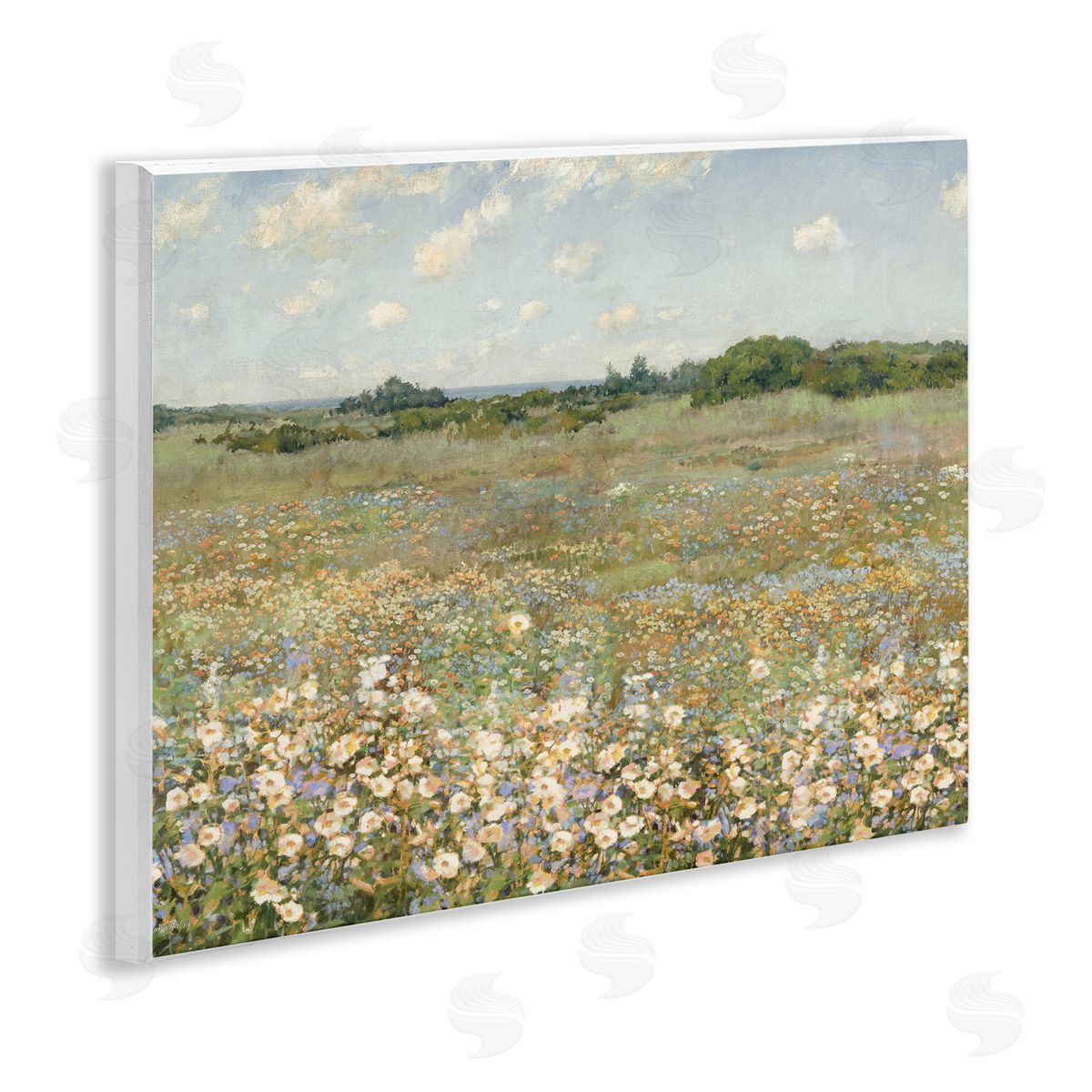 Vast Flower Speckled Meadow Wood Plaque Wall Art, Home Decor by Amber Sterling