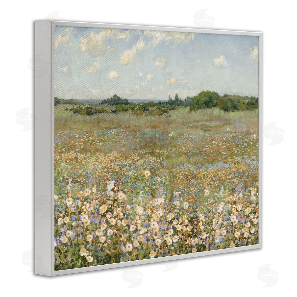 Vast Flower Speckled Meadow White Frame Print Wall Art, Home Decor by Amber Sterling
