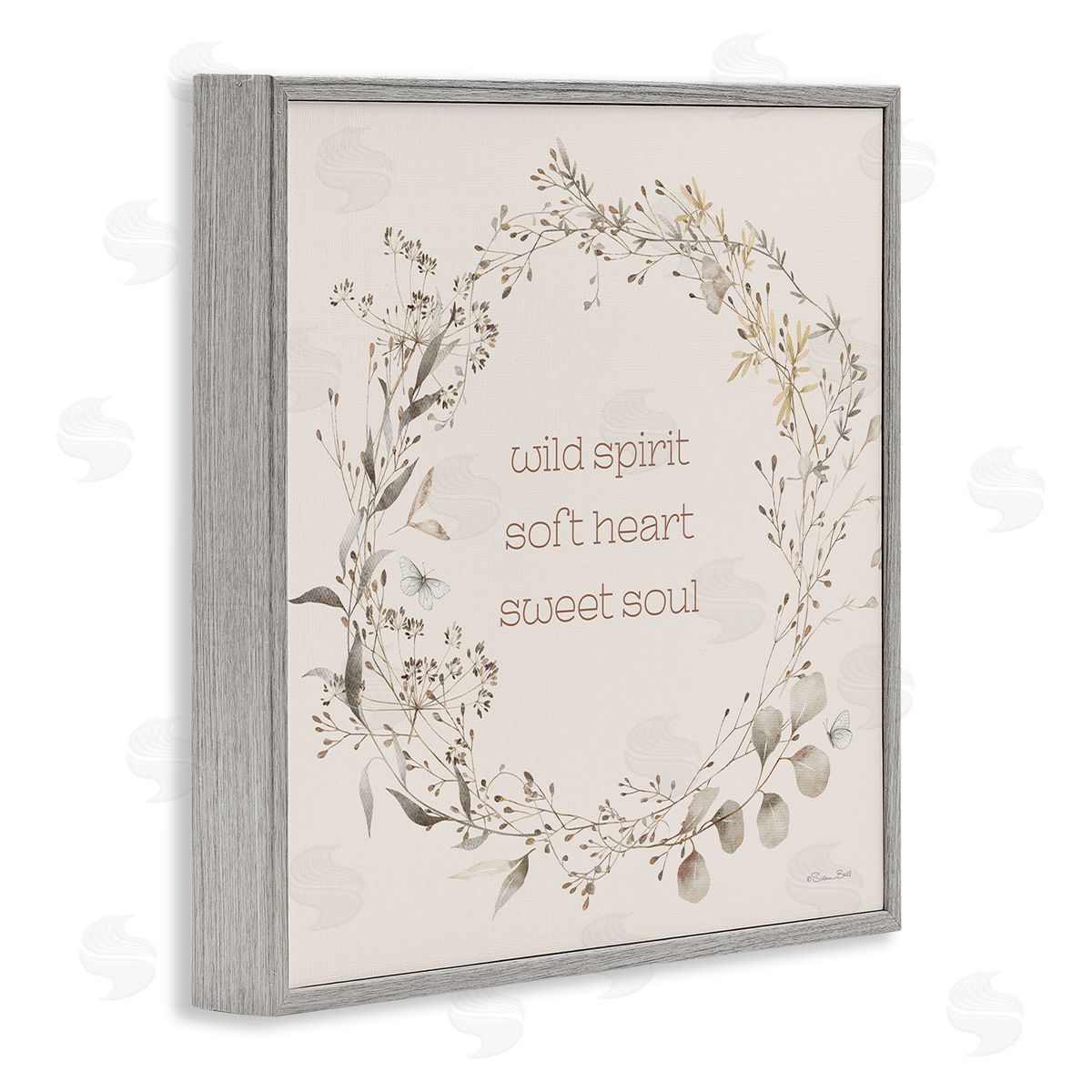 Wild Spirit Soft Heart Sweet Soul Grey Frame Print Wall Art, Home Decor by Susan Ball