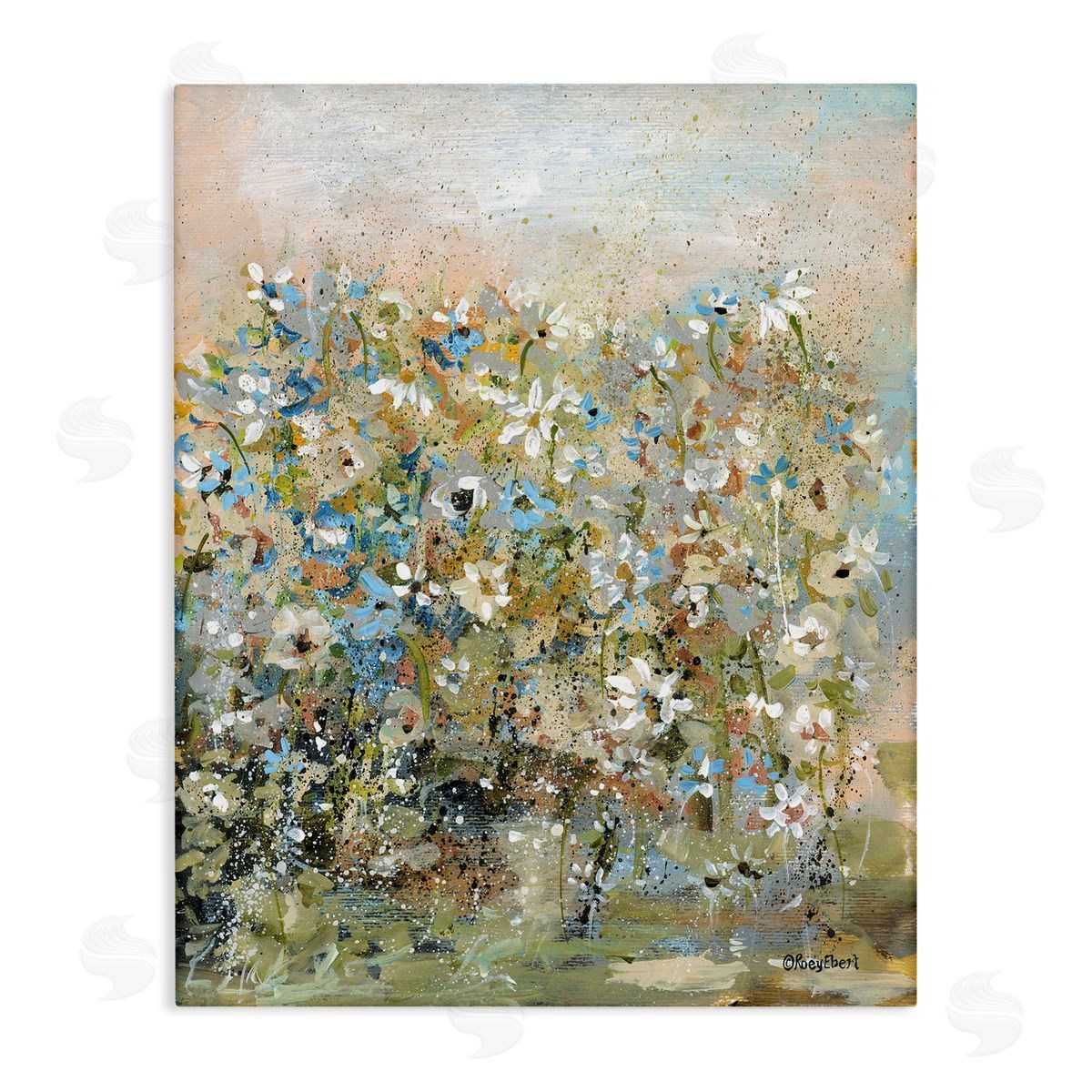Speckled Garden Flowers Canvas Wall Art, Home Decor by Roy Ebert