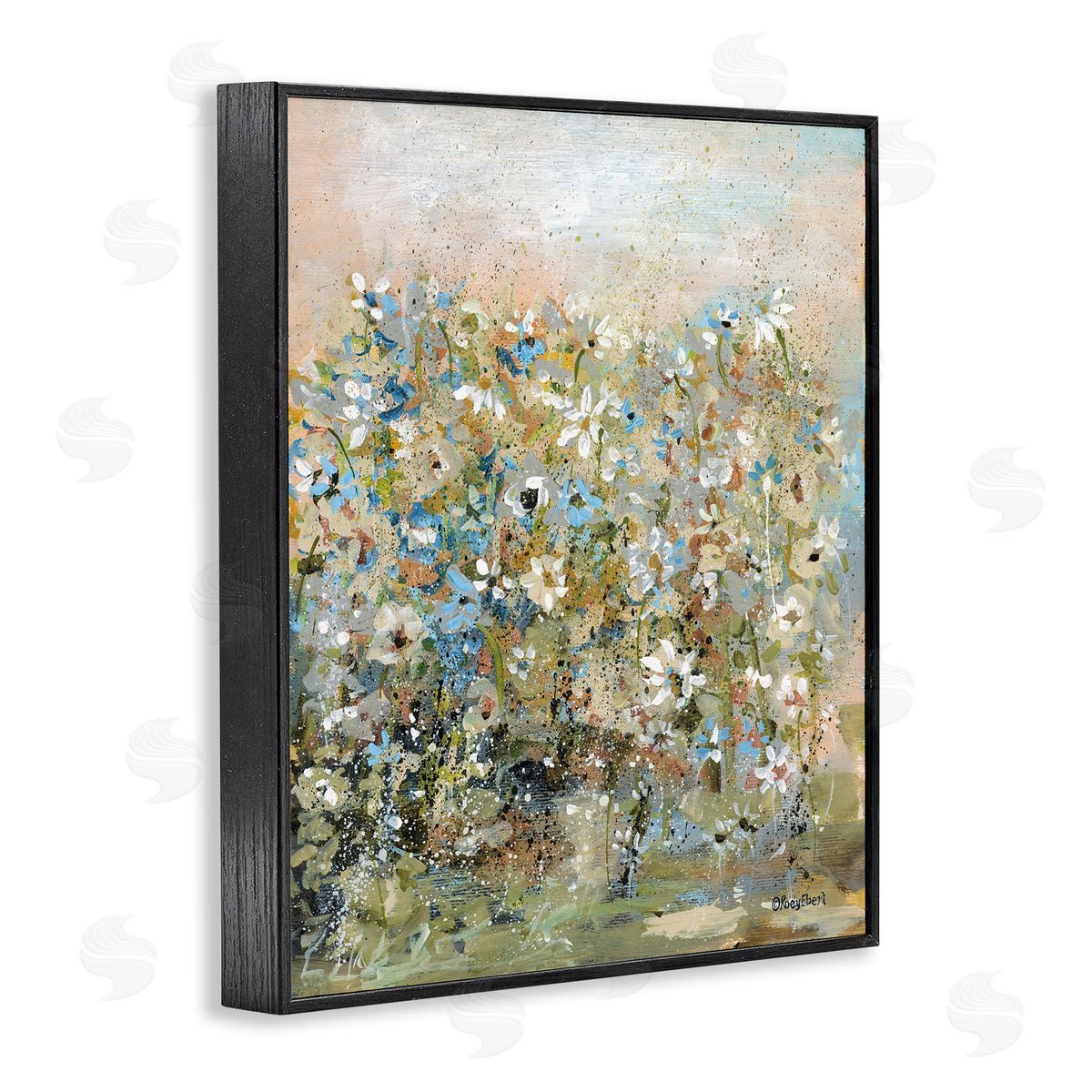 Speckled Garden Flowers Black Frame Print Wall Art, Home Decor by Roy Ebert