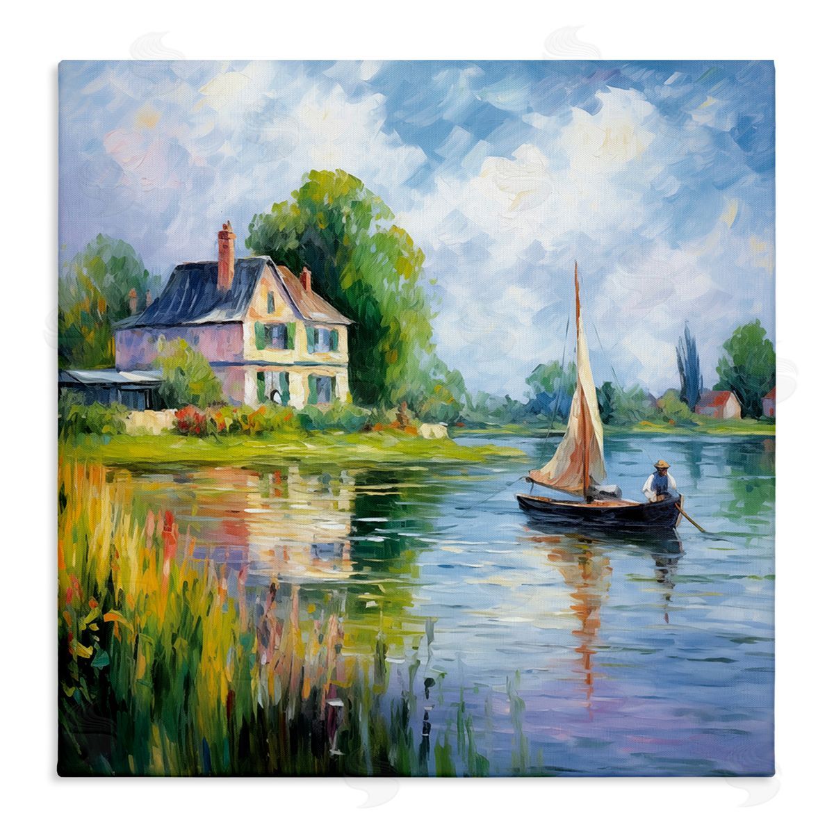 Boat Drifting Near Shore Canvas Wall Art, Home Decor by Heidi Kuntz