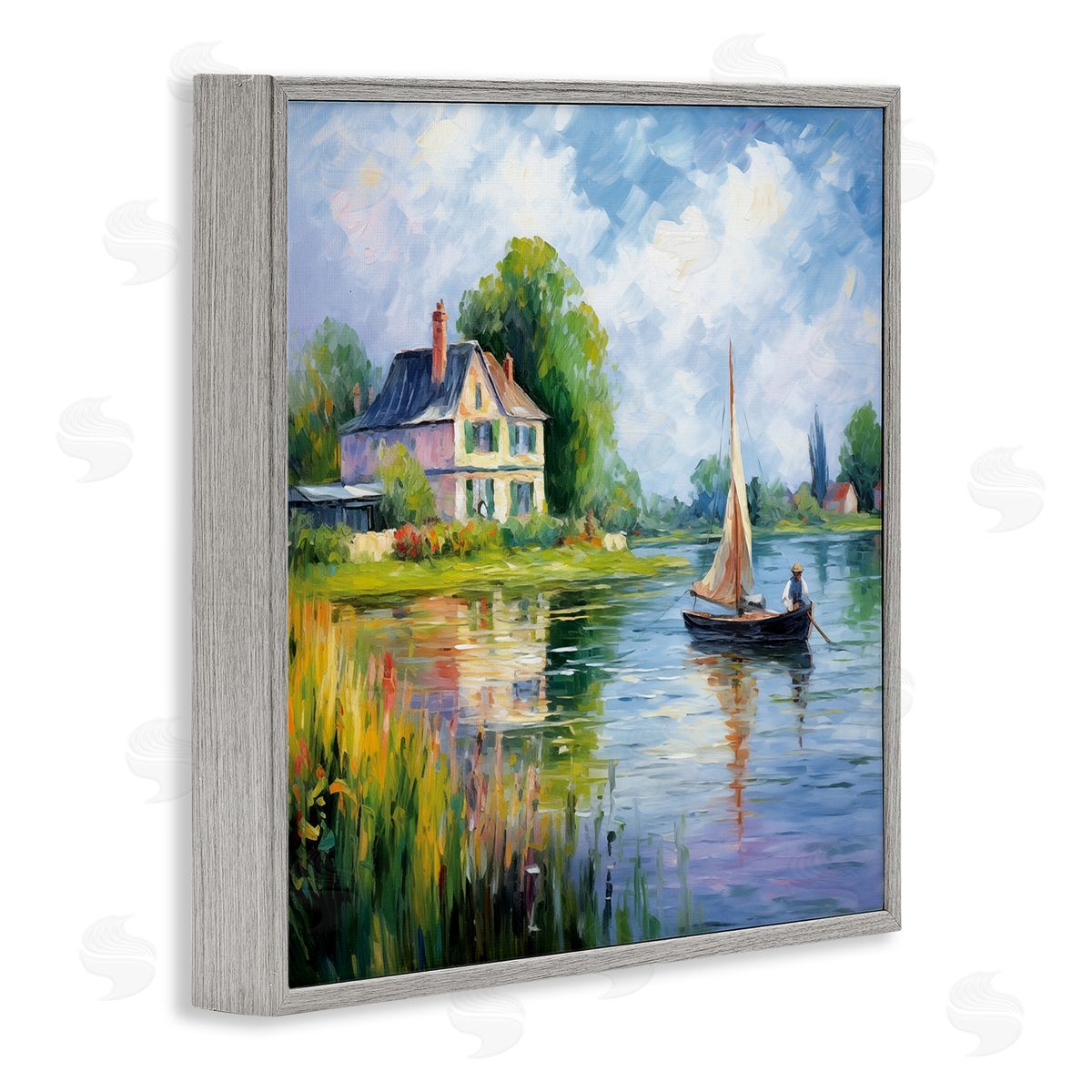 Boat Drifting Near Shore Grey Frame Print Wall Art, Home Decor by Heidi Kuntz