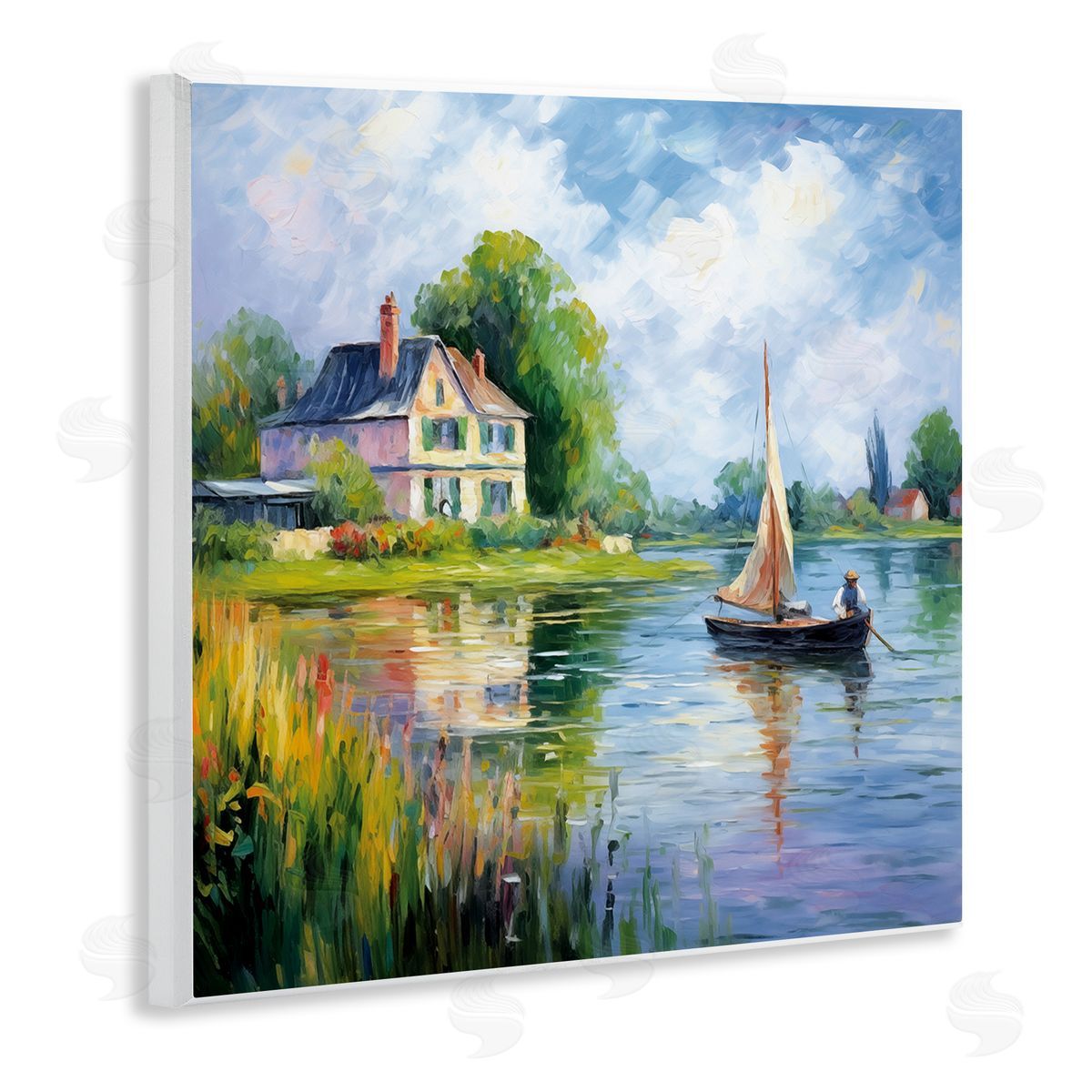 Boat Drifting Near Shore Wood Plaque Wall Art, Home Decor by Heidi Kuntz