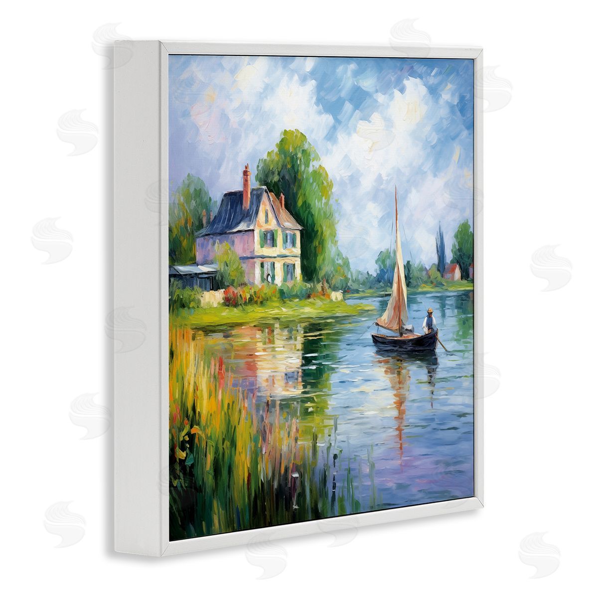 Boat Drifting Near Shore White Frame Print Wall Art, Home Decor by Heidi Kuntz