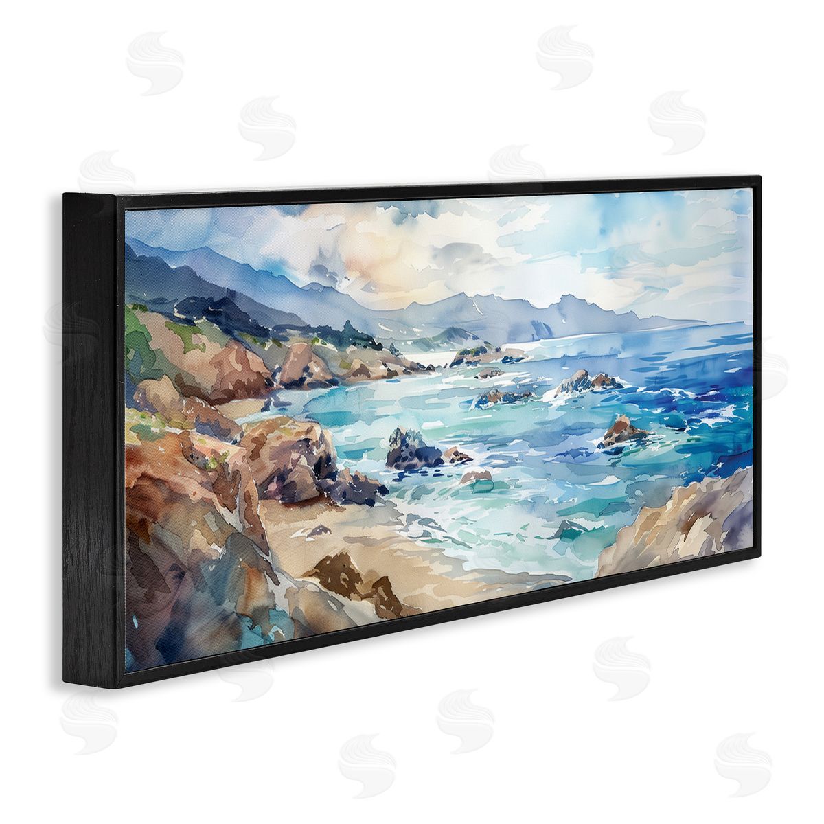 Blue Toned Beach Edge Black Frame Print Wall Art, Home Decor by Heidi Kuntz