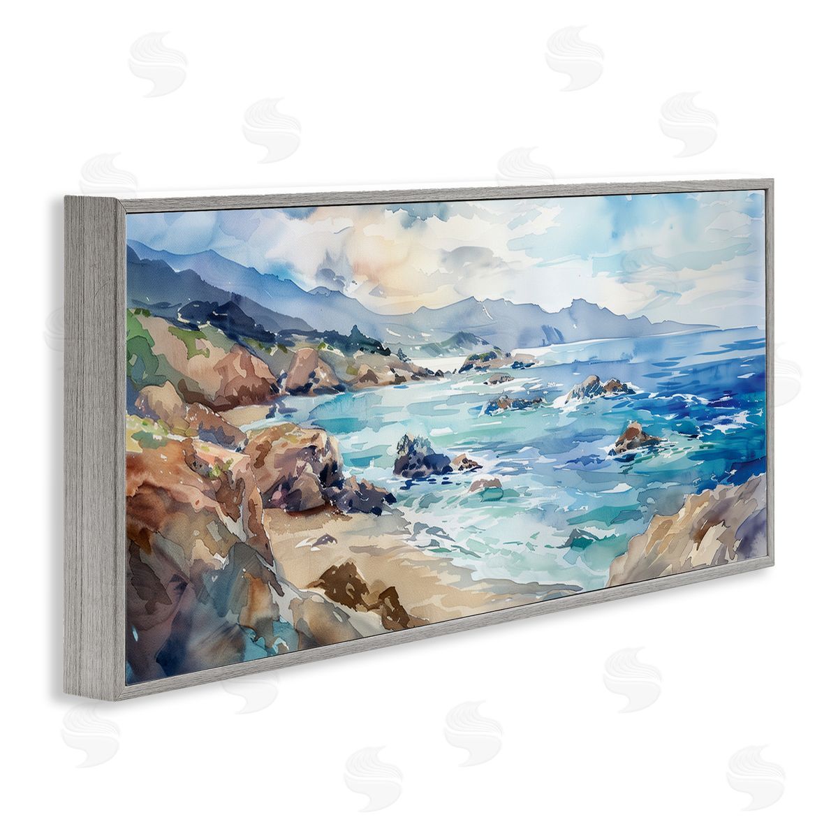 Blue Toned Beach Edge Grey Frame Print Wall Art, Home Decor by Heidi Kuntz