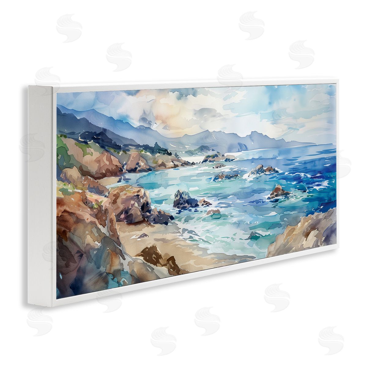 Blue Toned Beach Edge White Frame Print Wall Art, Home Decor by Heidi Kuntz