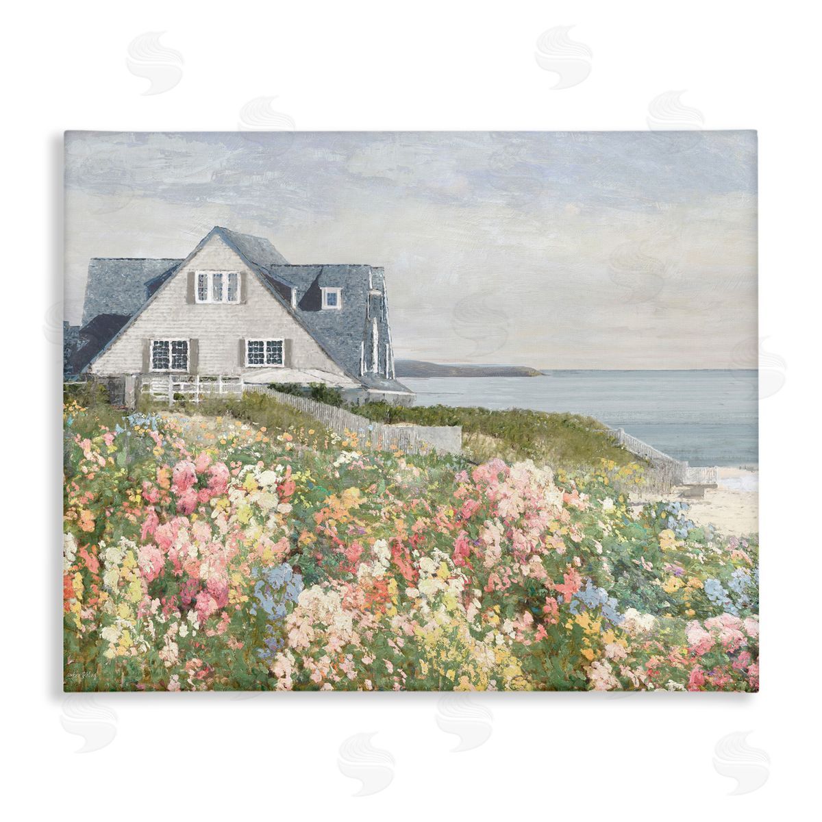 Coastal Cottage Meadow Canvas Wall Art, Home Decor by Amber Sterling