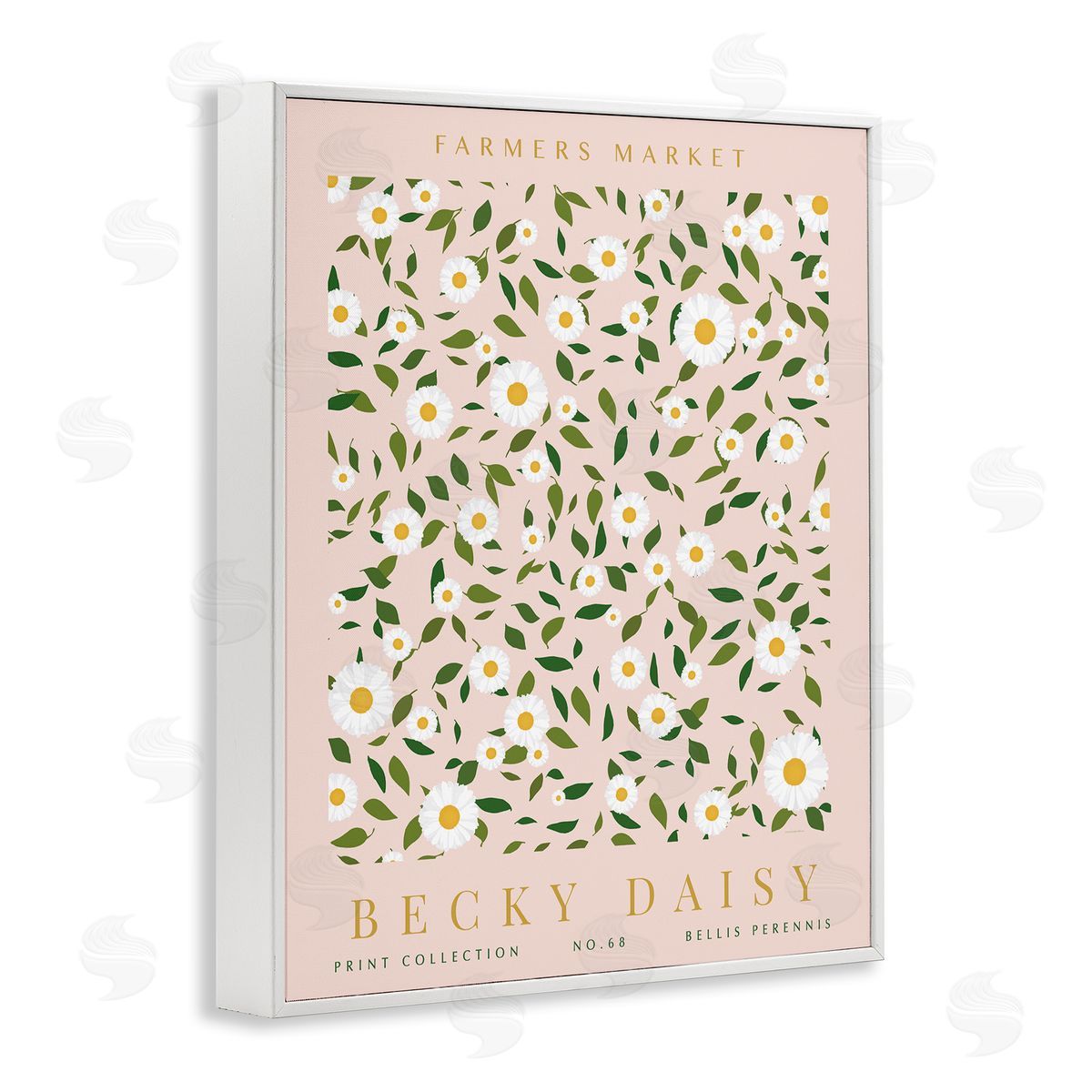 Minimal Pastel Daisies White Frame Print Wall Art, Home Decor by Kamdon Kreations