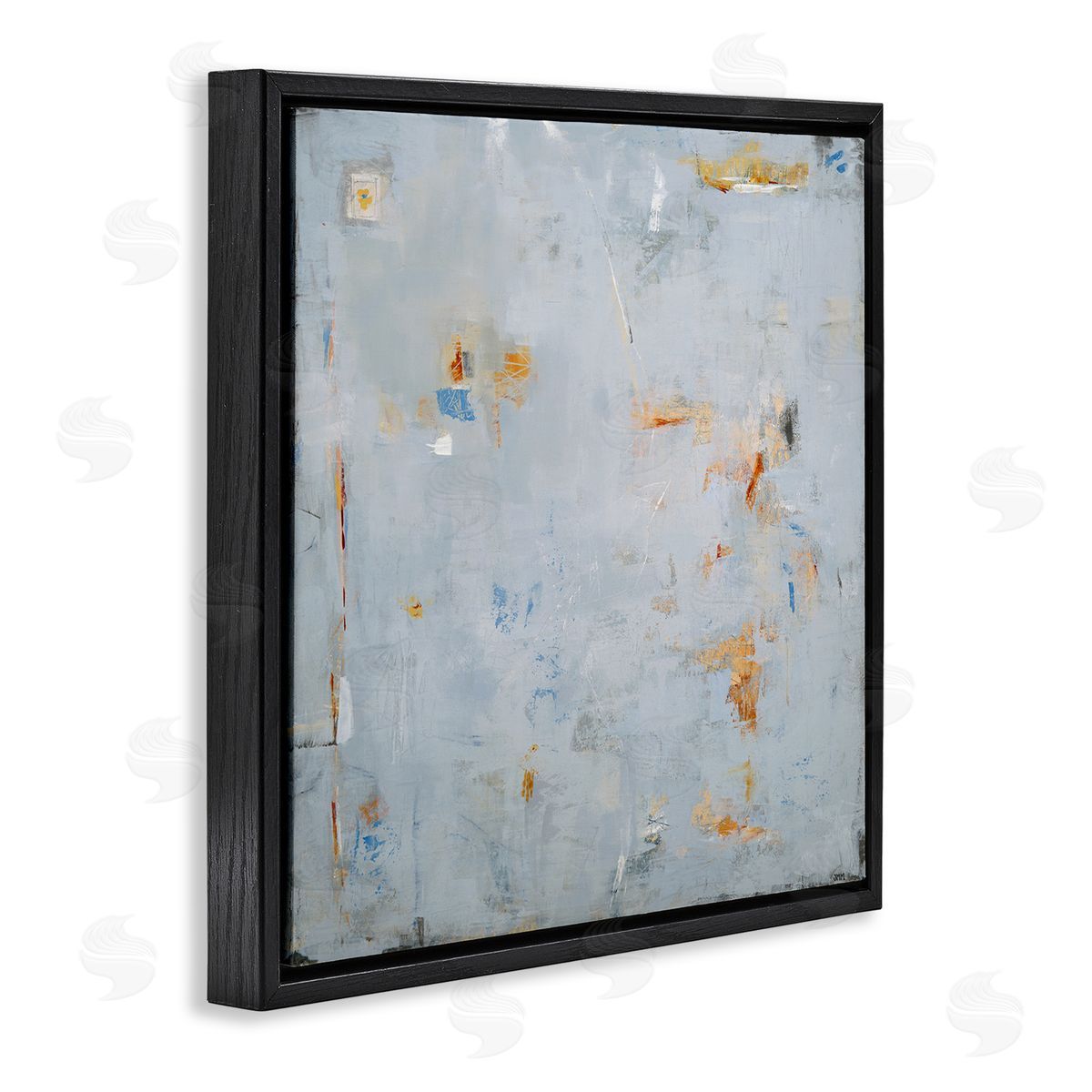 Abstract Grey & Accents Black Floating Frame Canvas Wall Art, Home Decor by Jodi Major