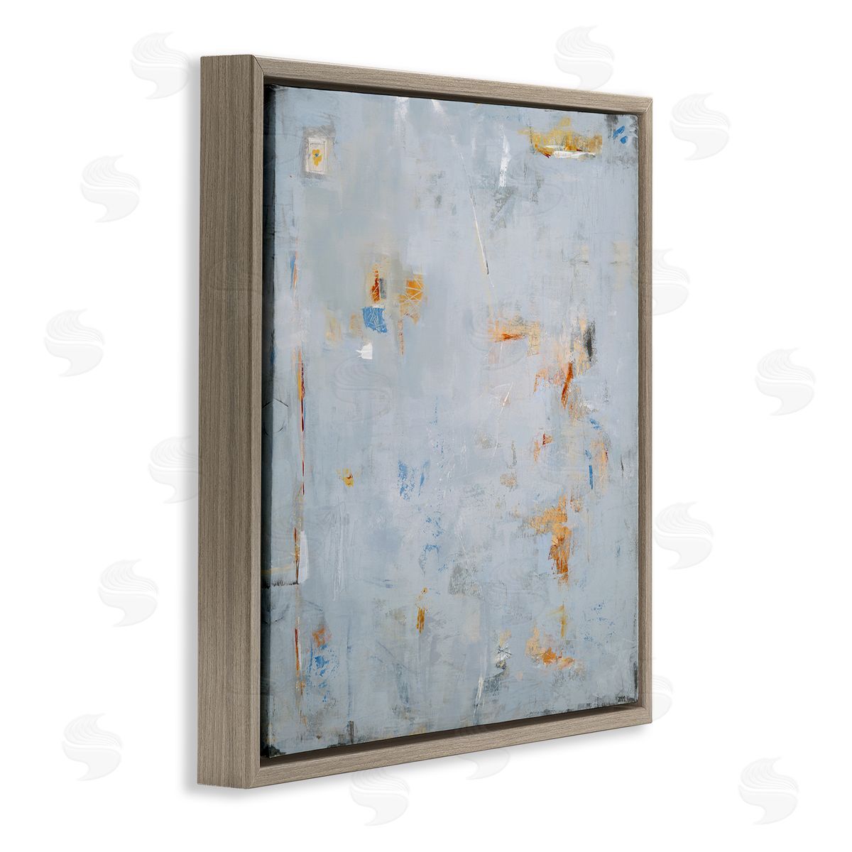 Abstract Grey & Accents Brown Floating Frame Canvas Wall Art, Home Decor by Jodi Major