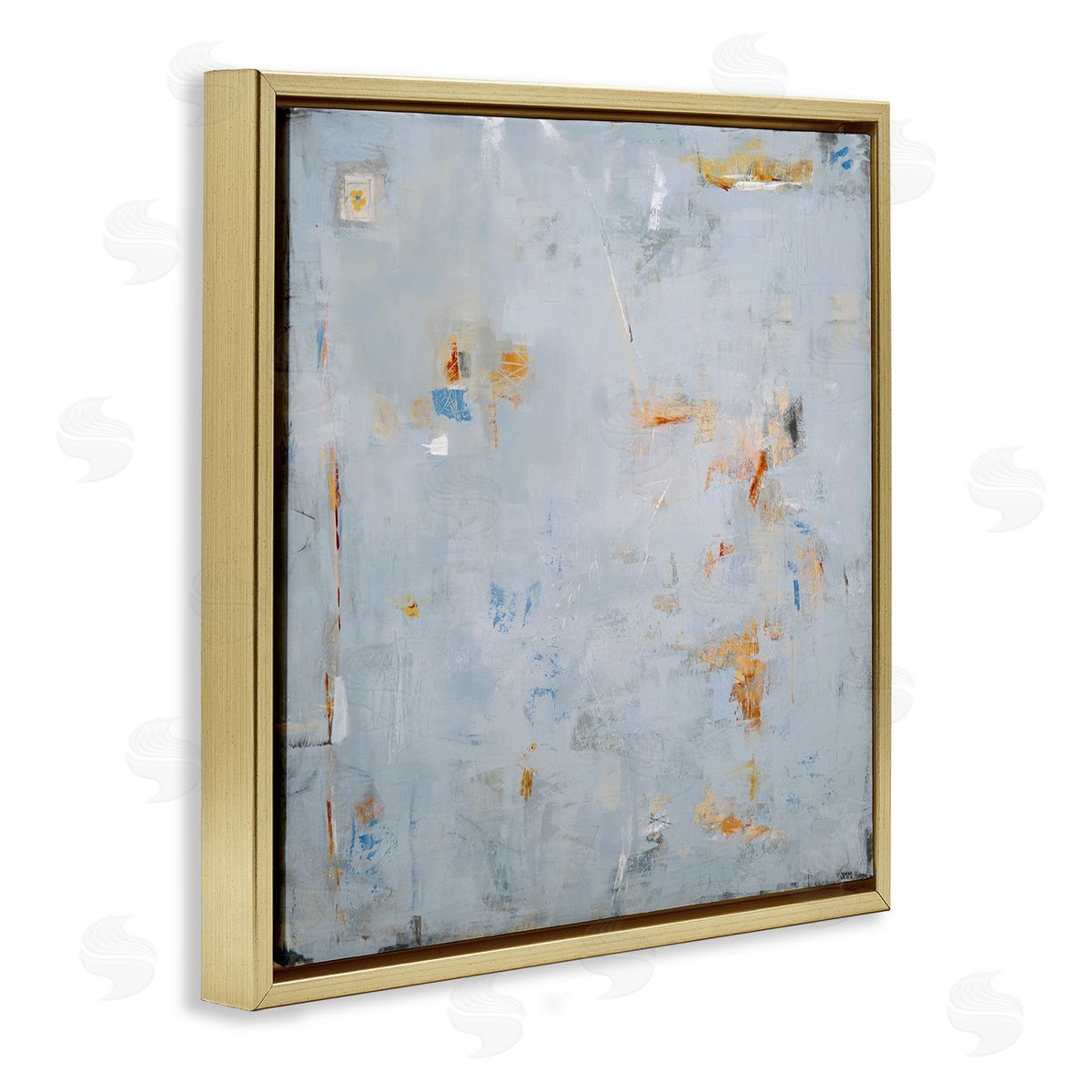 Abstract Grey & Accents Gold Floating Frame Canvas Wall Art, Home Decor by Jodi Major