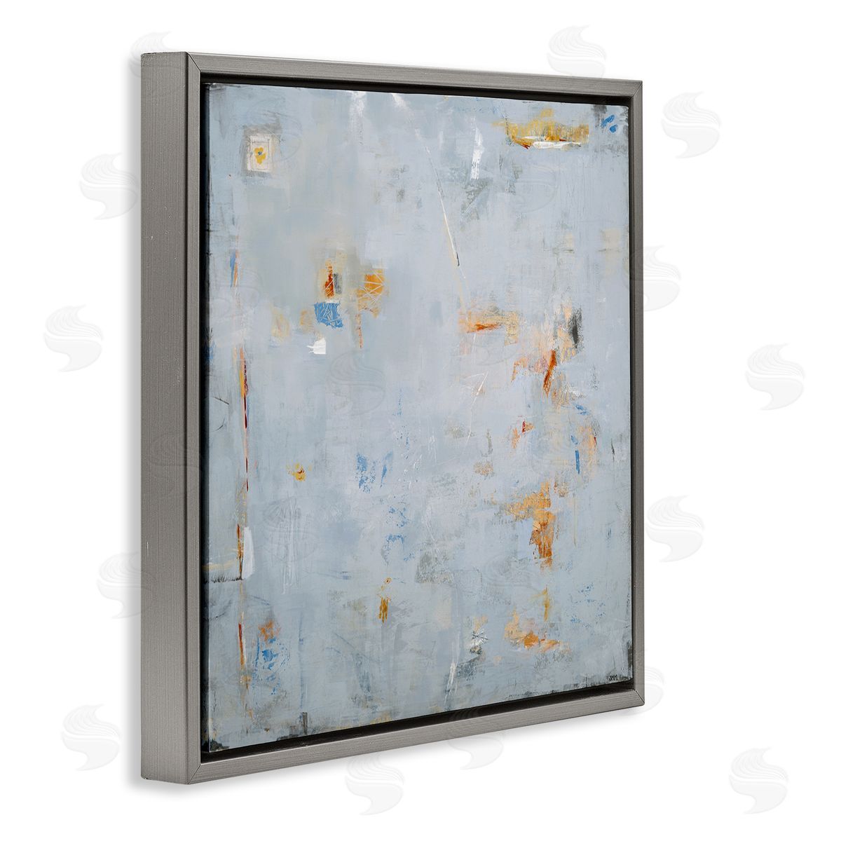 Abstract Grey & Accents Grey Floating Frame Canvas Wall Art, Home Decor by Jodi Major