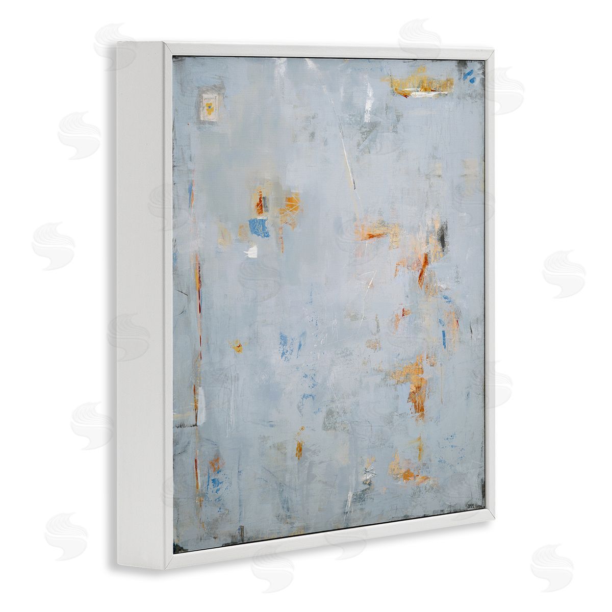 Abstract Grey & Accents White Frame Print Wall Art, Home Decor by Jodi Major