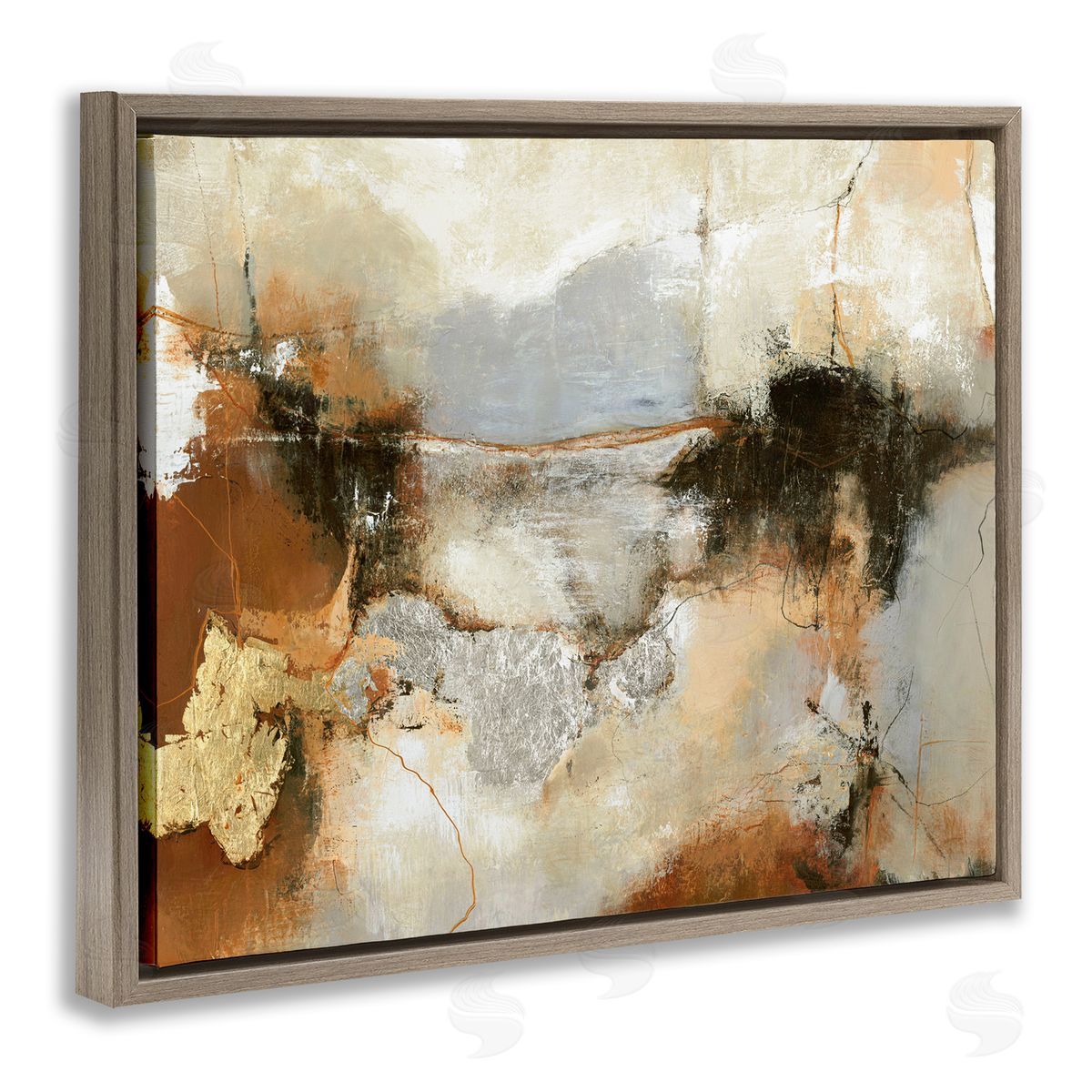 Unique Earthy Abstraction Brown Floating Frame Canvas Wall Art, Home Decor by Design Fabrikken