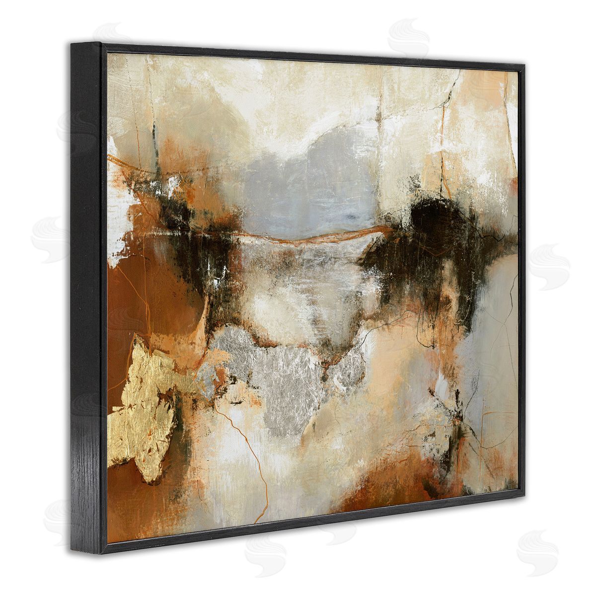 Unique Earthy Abstraction Black Frame Print Wall Art, Home Decor by Design Fabrikken