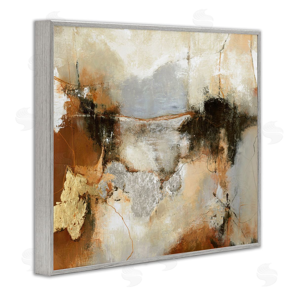 Unique Earthy Abstraction Grey Frame Print Wall Art, Home Decor by Design Fabrikken