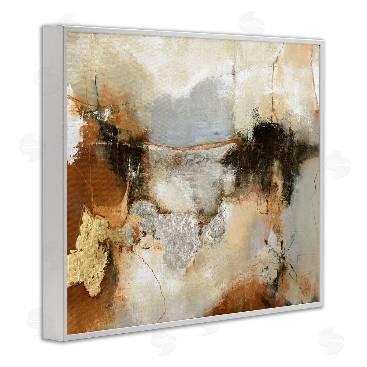 Unique Earthy Abstraction White Frame Print Wall Art, Home Decor by Design Fabrikken