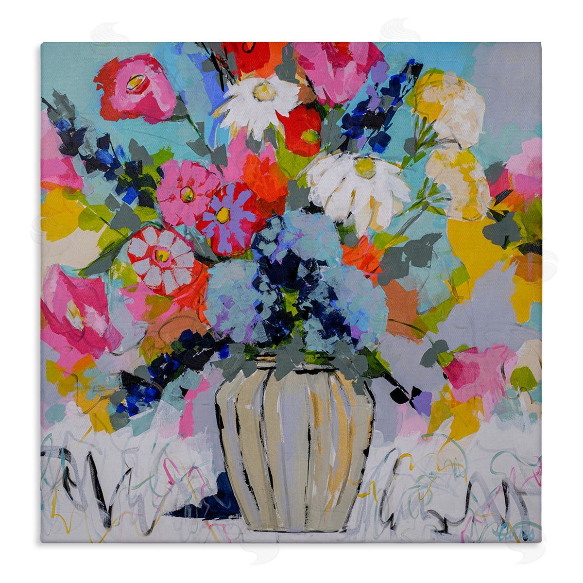 Modern Bright Bouquet Canvas Wall Art, Home Decor by Joan Curtis