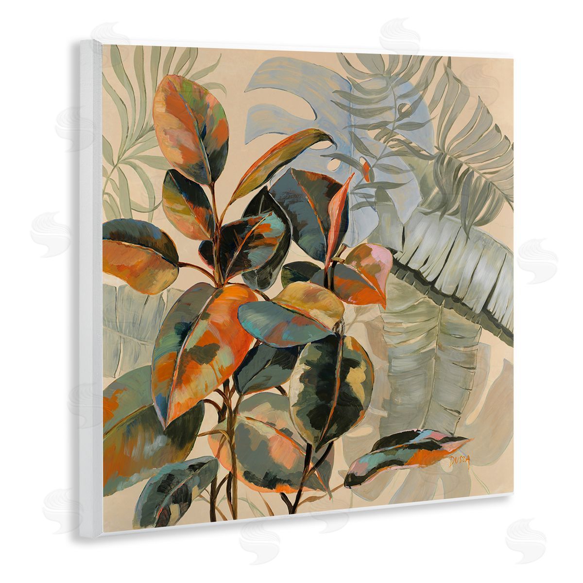 Tropical Foliage Warmth Wood Plaque Wall Art, Home Decor by Dusza