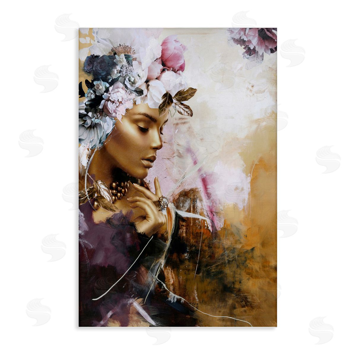Elegant Woman & Florals Canvas Wall Art, Home Decor by Design Fabrikken