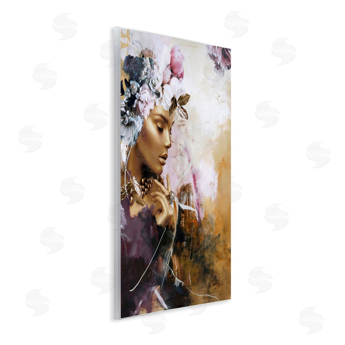 Elegant Woman & Florals Wood Plaque Wall Art, Home Decor by Design Fabrikken