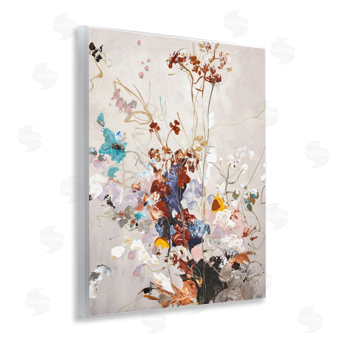 Earth Tones Floral Abstraction Wood Plaque Wall Art, Home Decor by Design Fabrikken