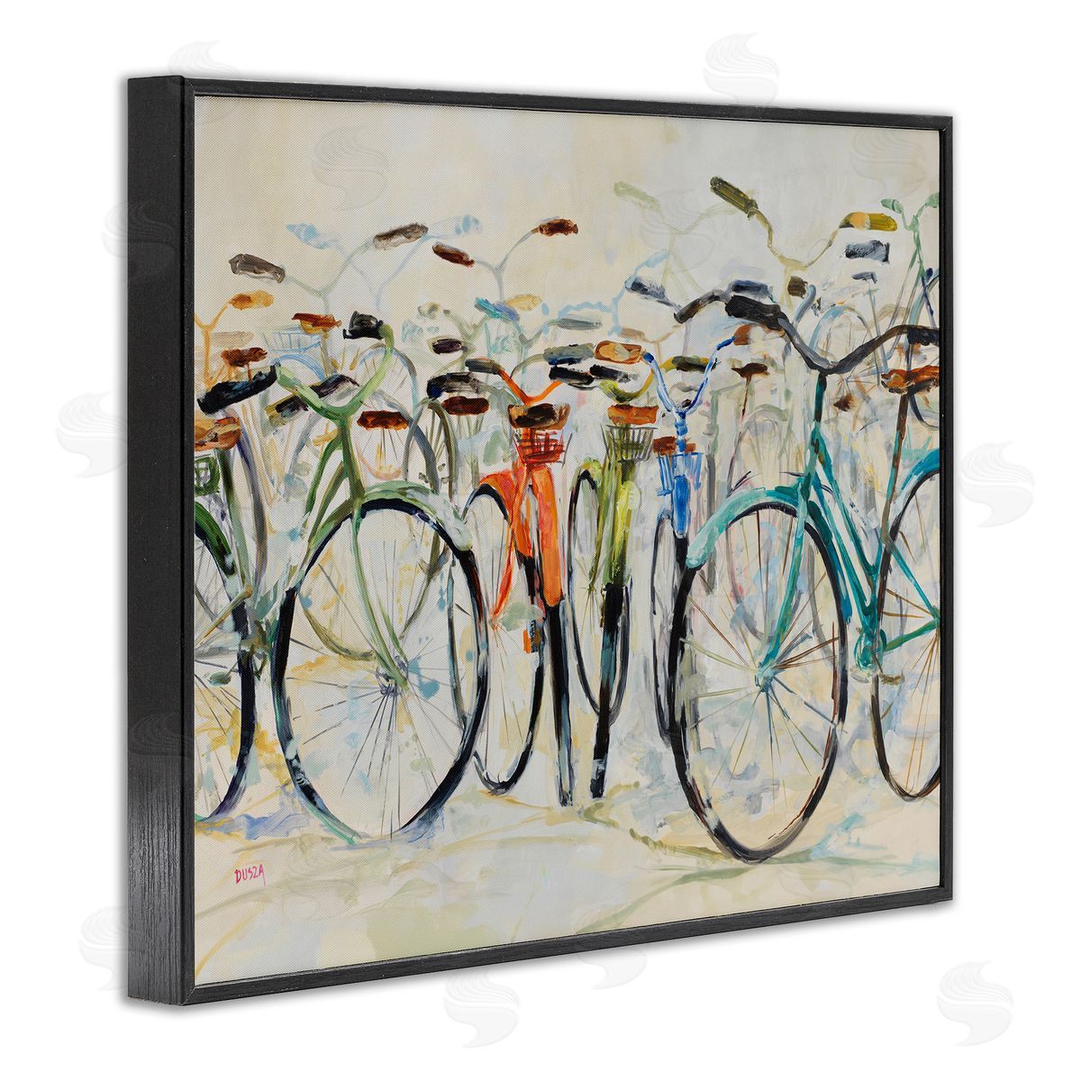 Abstract Expressive Bicycles Black Frame Print Wall Art, Home Decor by Dusza
