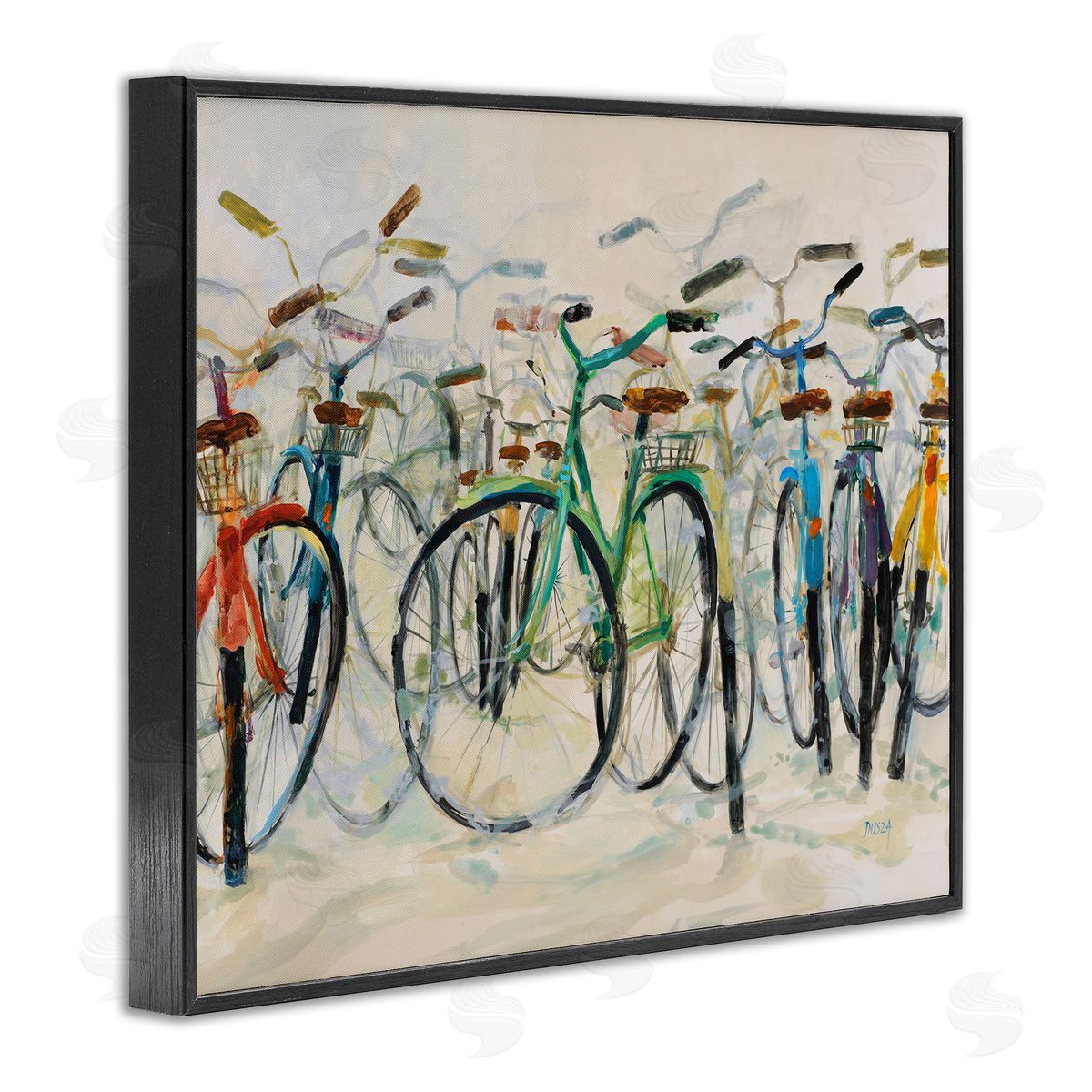 Group of Bicycles Black Frame Print Wall Art, Home Decor by Dusza