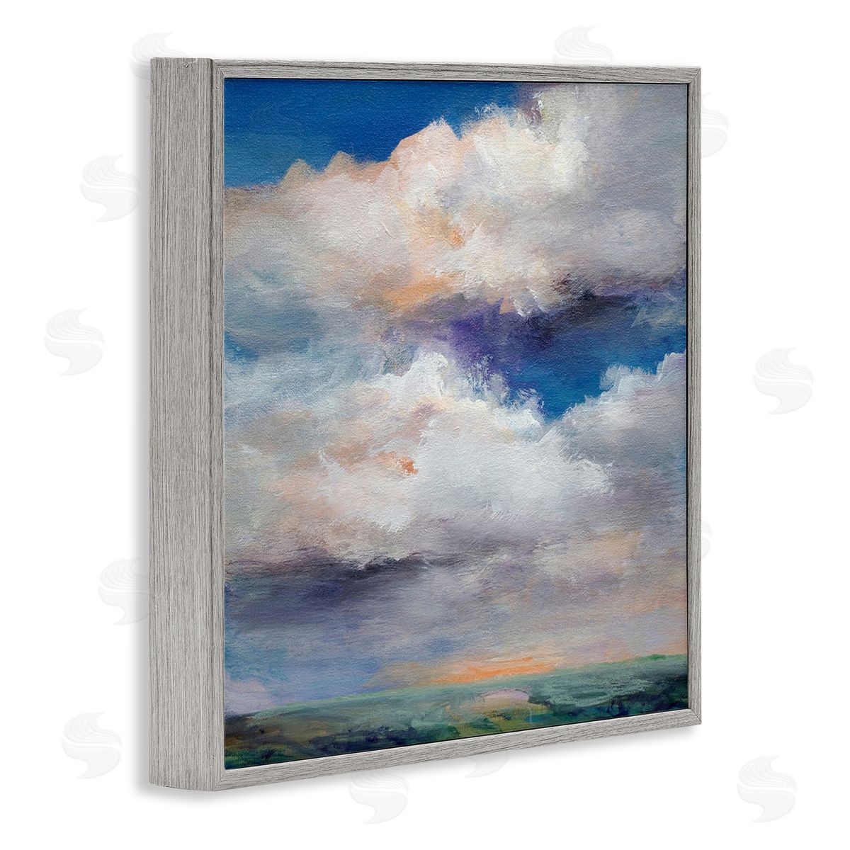 Restless White Clouds Grey Frame Print Wall Art, Home Decor by Karen Hale