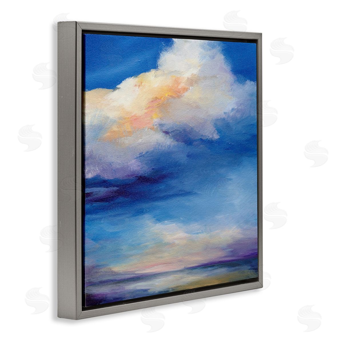 Pastel Clouds in Vivid Sky Grey Floating Frame Canvas Wall Art, Home Decor by Karen Hale
