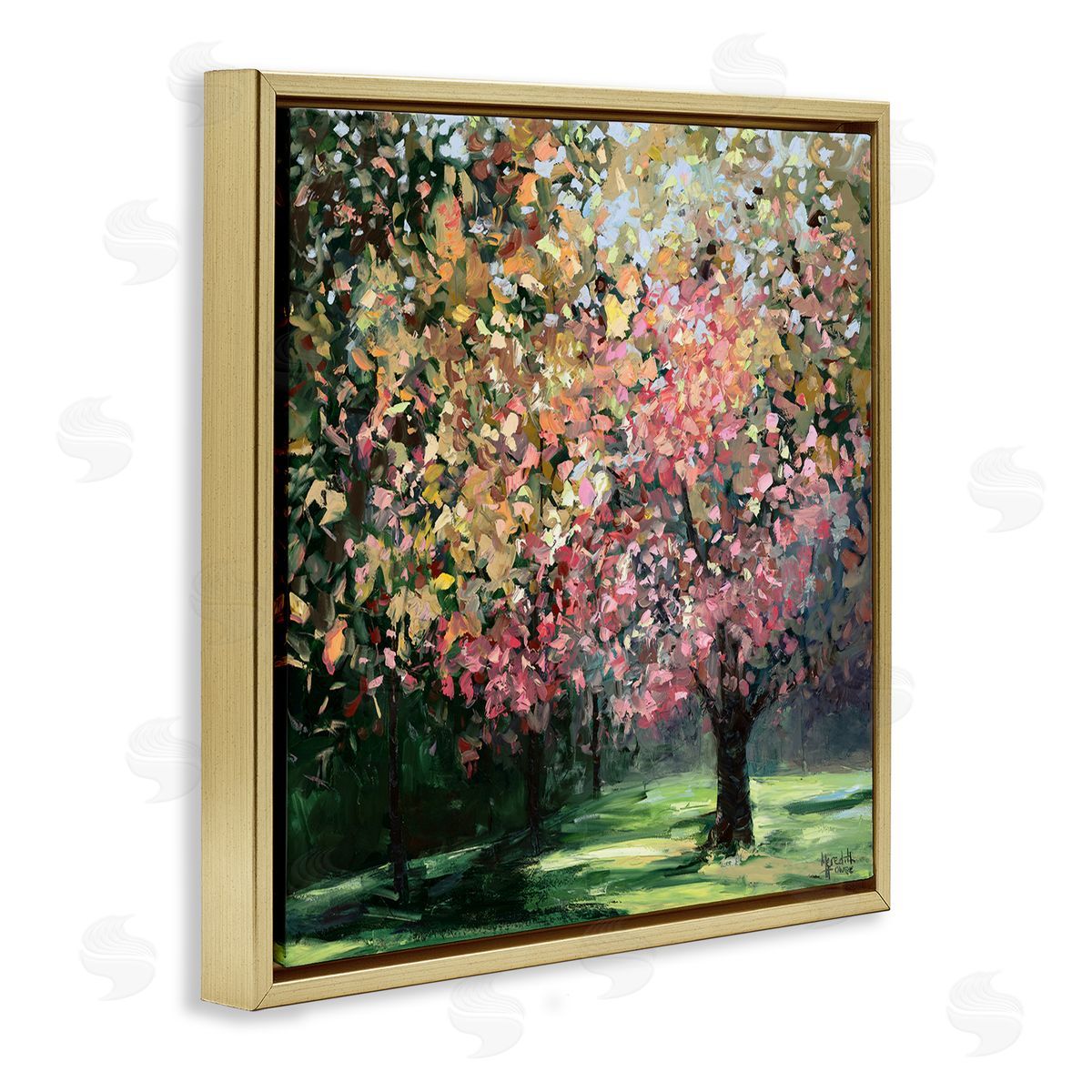 Timeless Vivid Foliage Gold Floating Frame Canvas Wall Art, Home Decor by Meredith Howse
