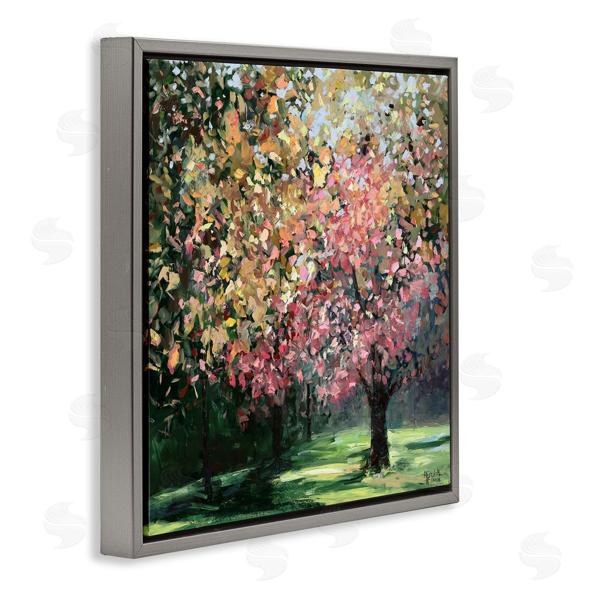 Timeless Vivid Foliage Grey Floating Frame Canvas Wall Art, Home Decor by Meredith Howse