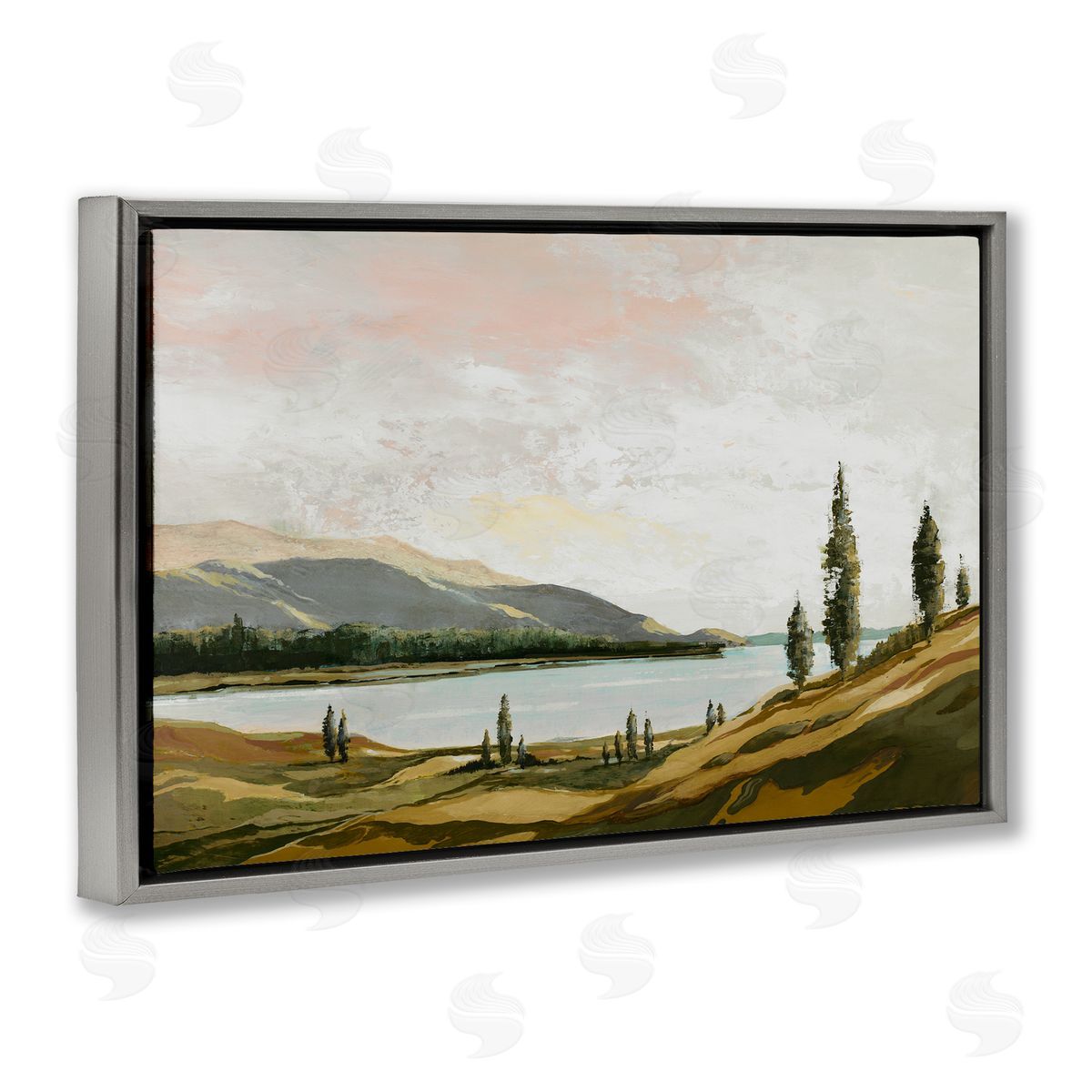 Calm Scenic Landscape Grey Floating Frame Canvas Wall Art, Home Decor by Max Maxx