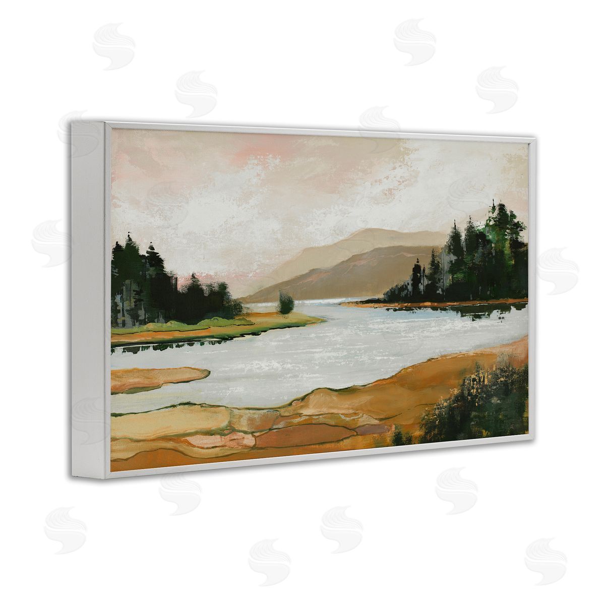 Relaxing Valley Lake White Frame Print Wall Art, Home Decor by Max Maxx
