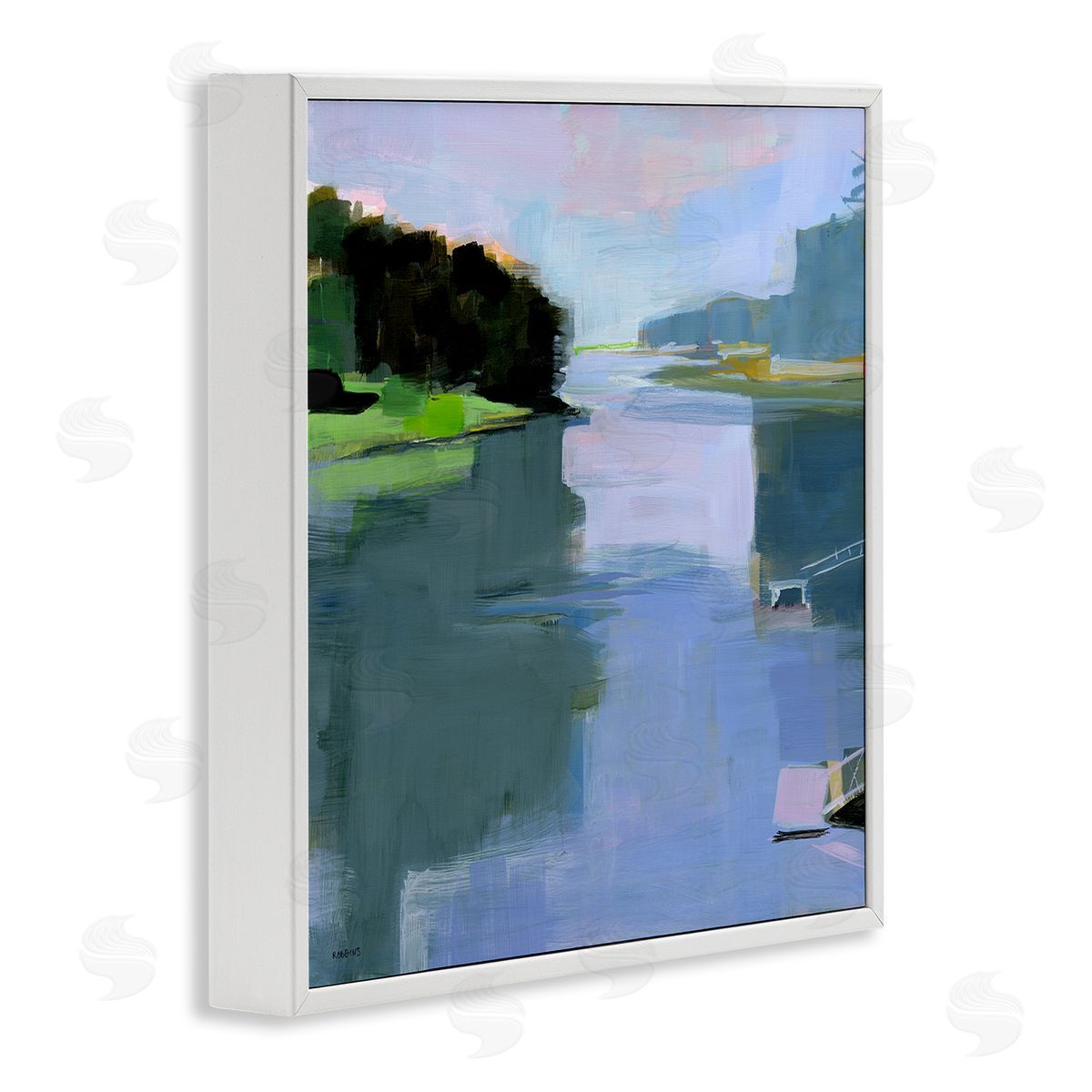 Water Reflection Abstract White Frame Print Wall Art, Home Decor by Kathleen Robbins