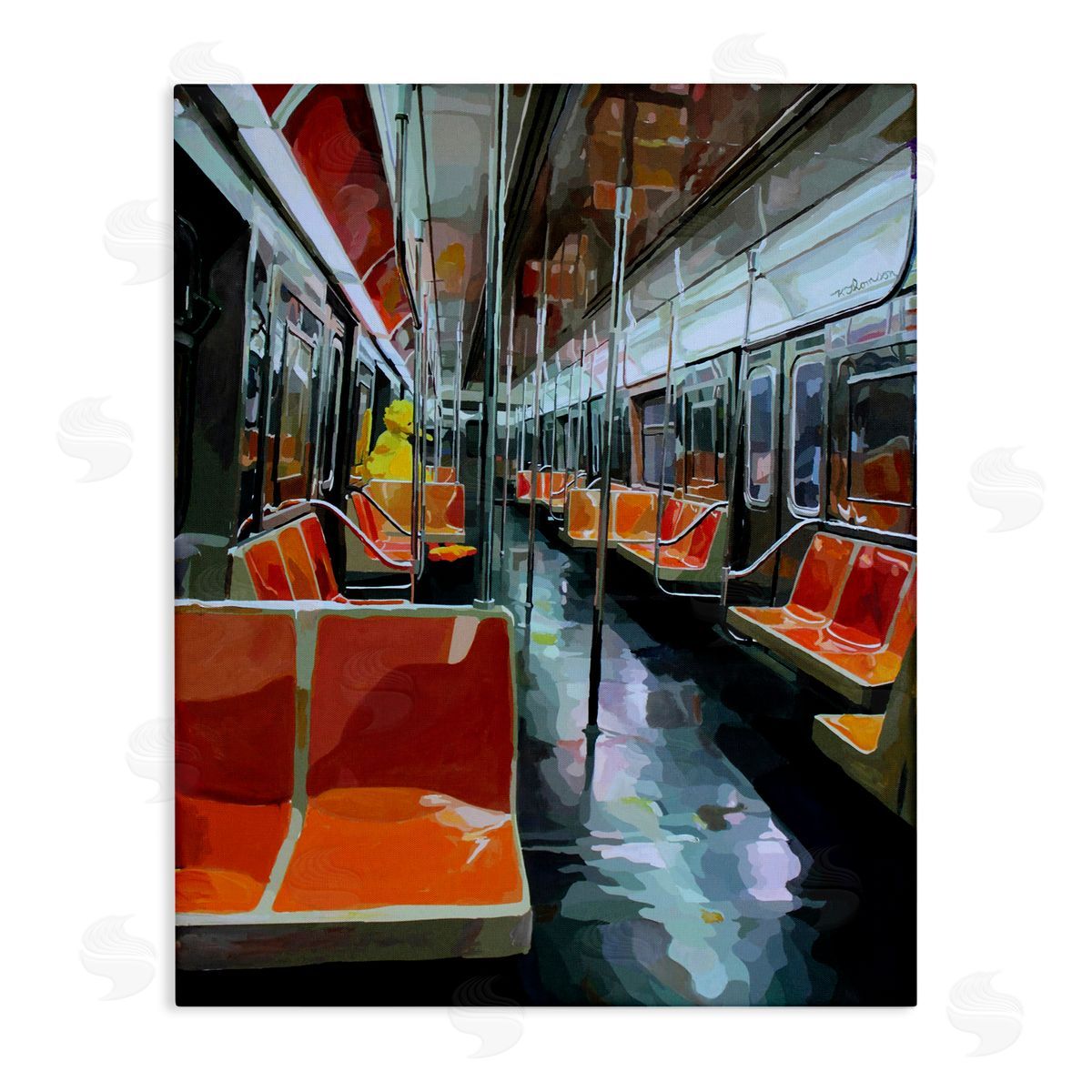 Bird Character in Subway Train Canvas Wall Art, Home Decor by Keith Thomson