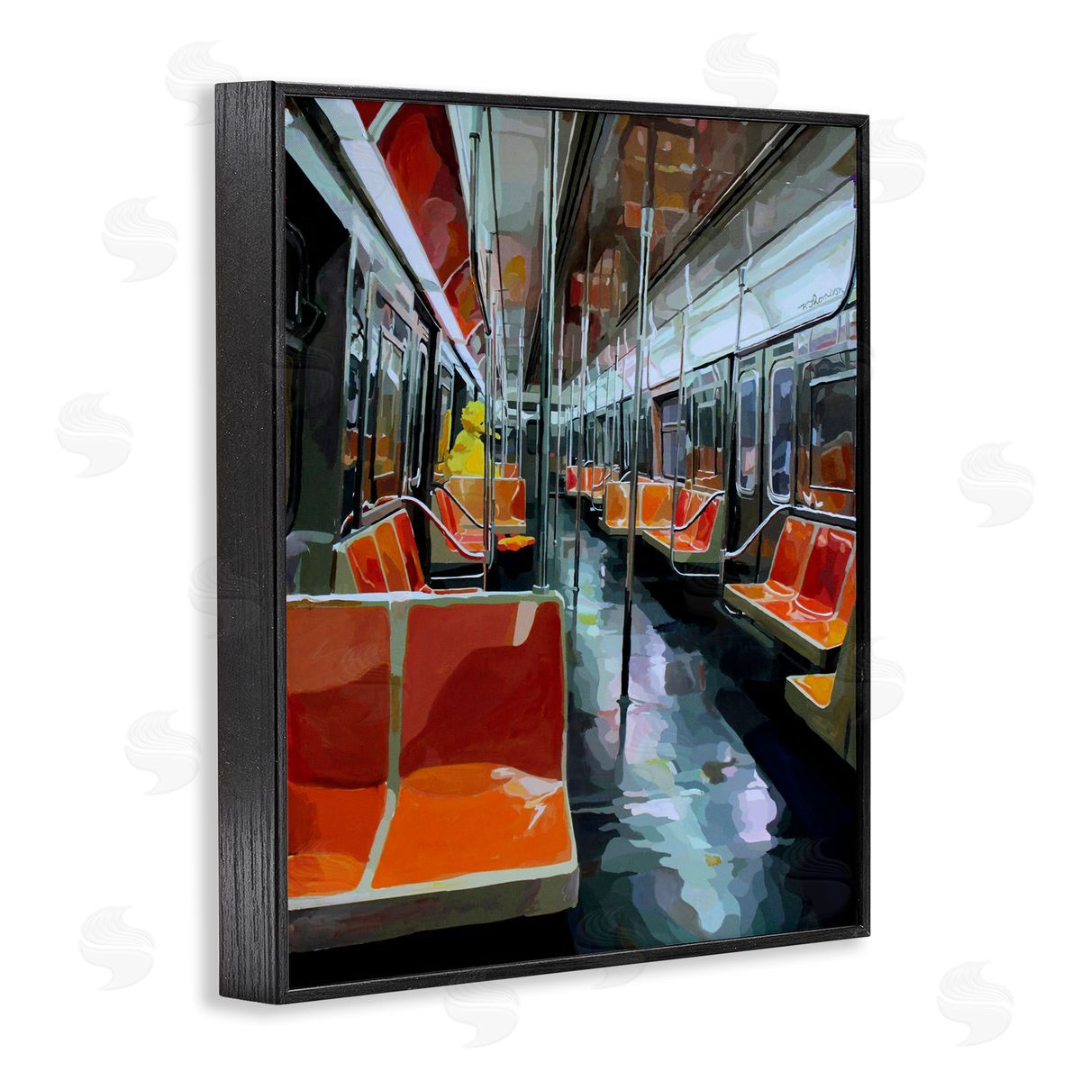 Bird Character in Subway Train Black Frame Print Wall Art, Home Decor by Keith Thomson
