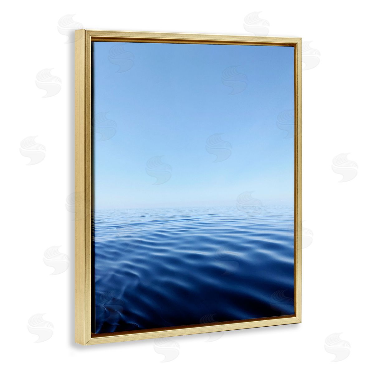 Cool Blue Ocean Ripples Gold Floating Frame Canvas Wall Art, Home Decor by Kali Wilson