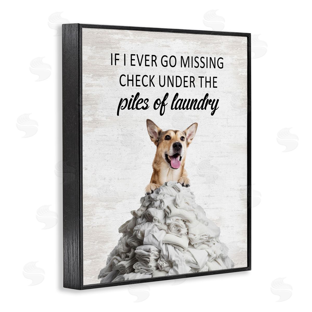 Piles Of Laundry Dog Black Frame Print Wall Art, Home Decor by Lettered and Lined